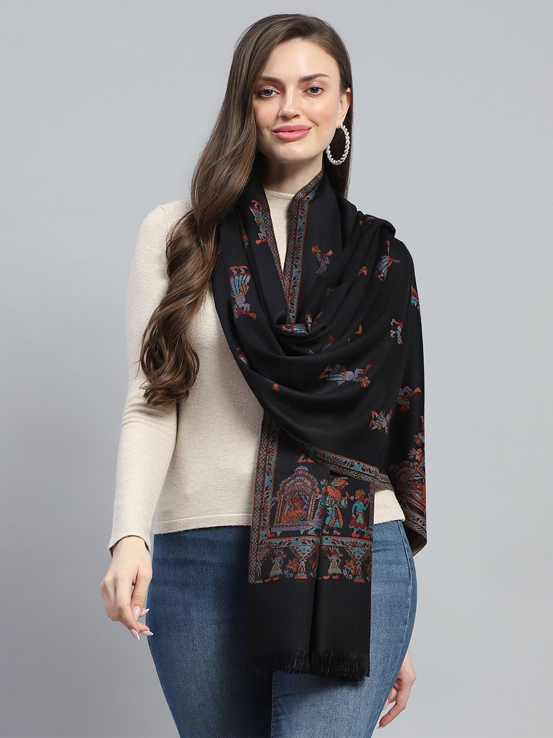 

Monte Carlo Women Black Woven Design Stole