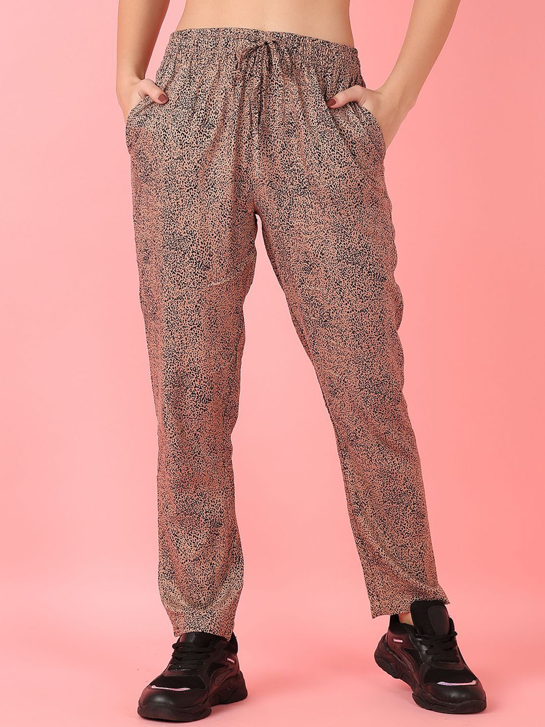 

V-Mart Women Animal Printed Trousers, Beige