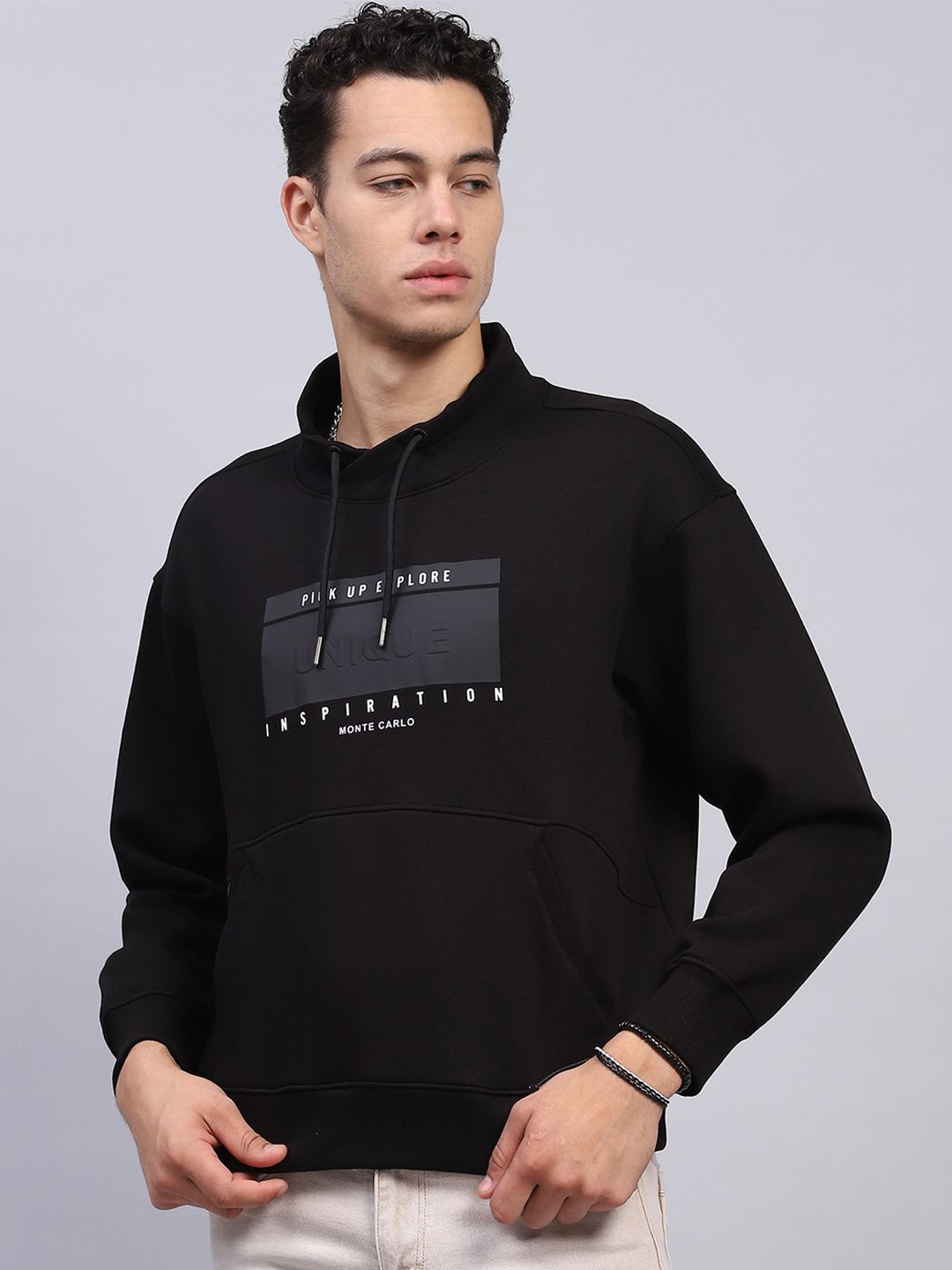 

Monte Carlo Men Printed Cotton Pullover Sweatshirt, Black