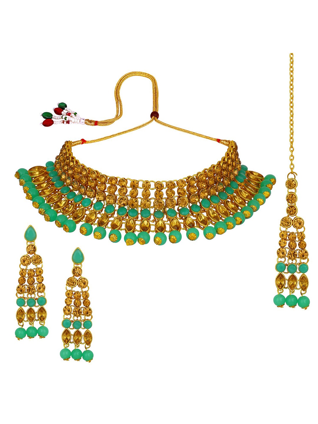 

Stefan Gold Plated Kundan Stone Studded Jewellery Set