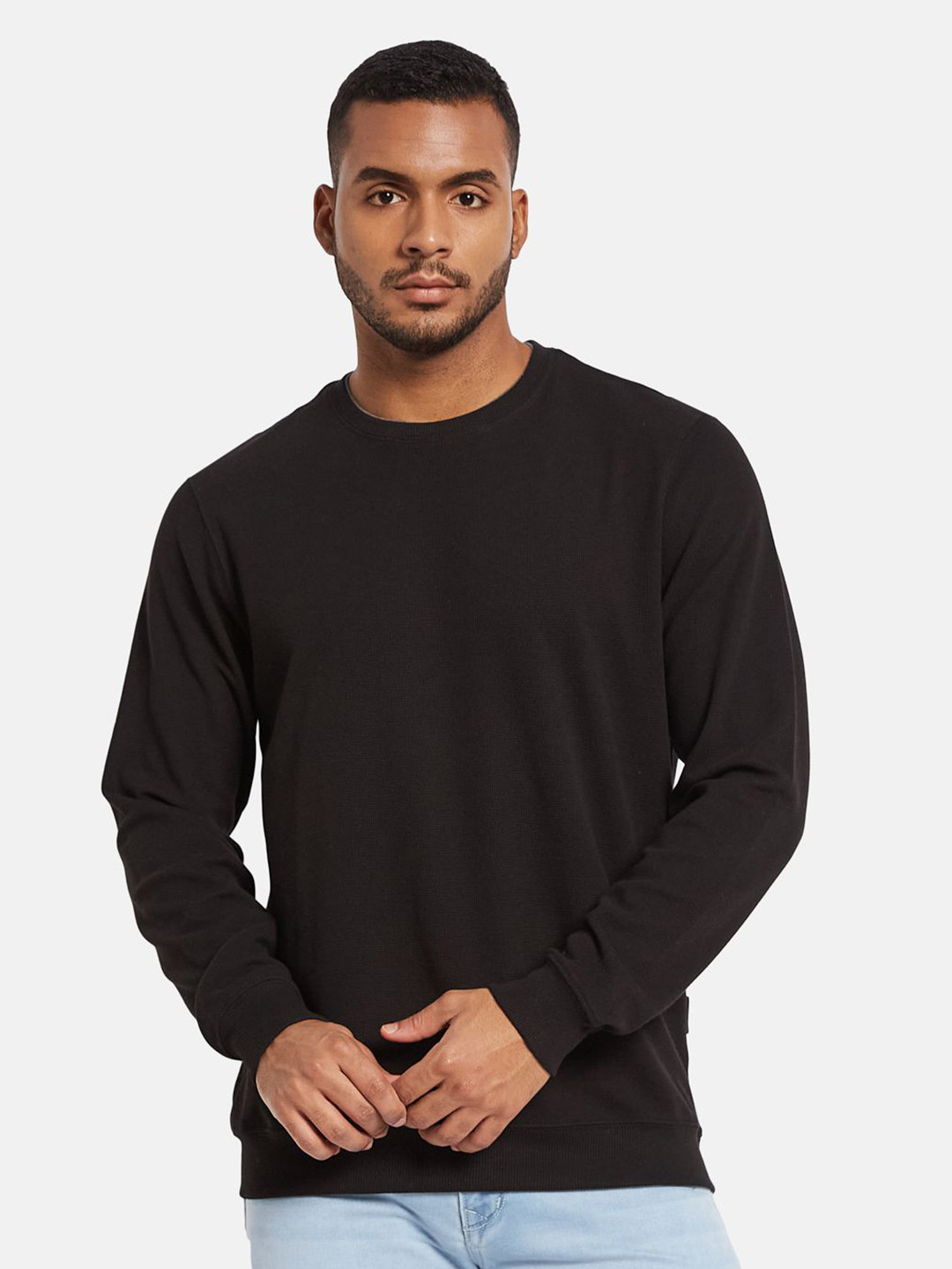 

Octave Men Round Neck Pullover Sweatshirt, Black