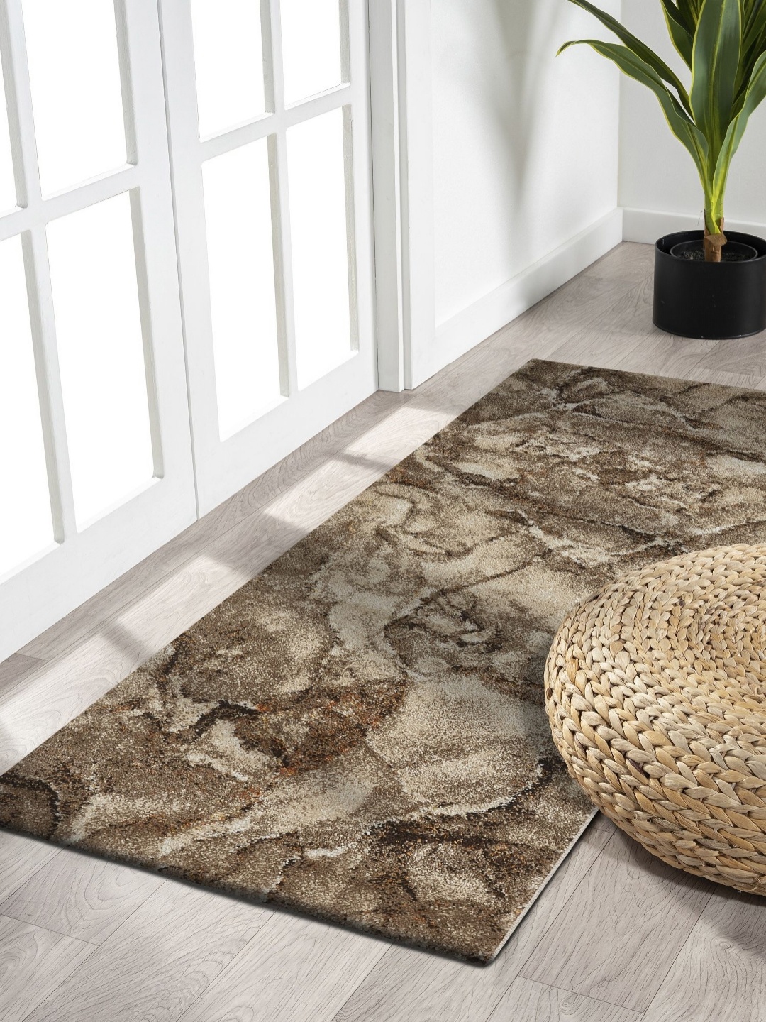 

OBSESSIONS Beige & Brown Abstract Printed Anti-Static Floor Runner