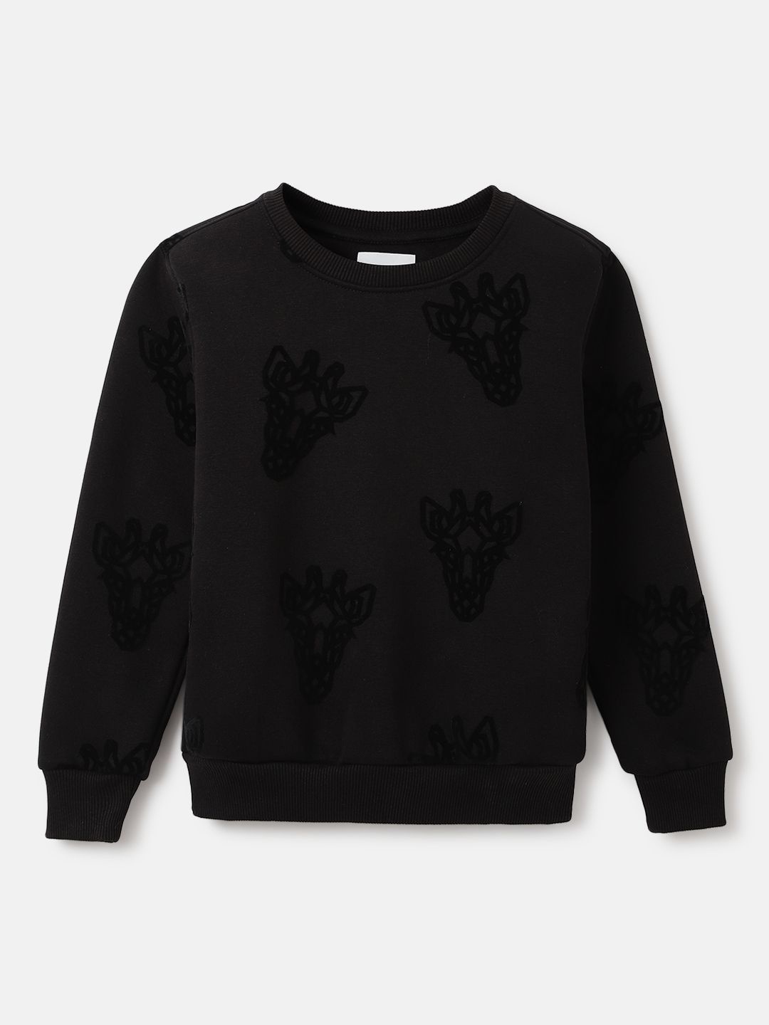 

Blue Giraffe Boys Self Design Pullover Sweatshirt, Black