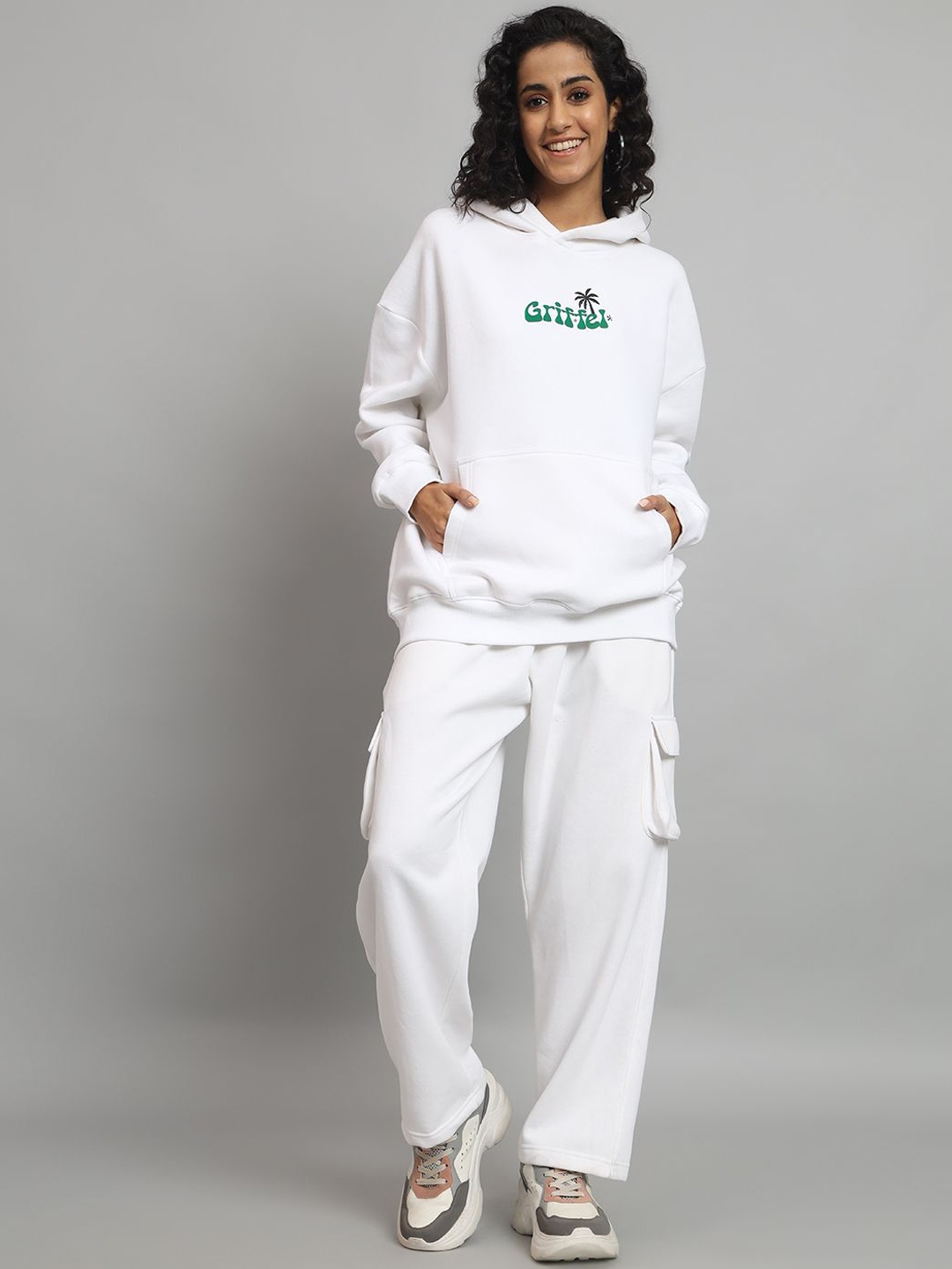 

GRIFFEL Women Mid-Rise Hooded Tracksuits, White