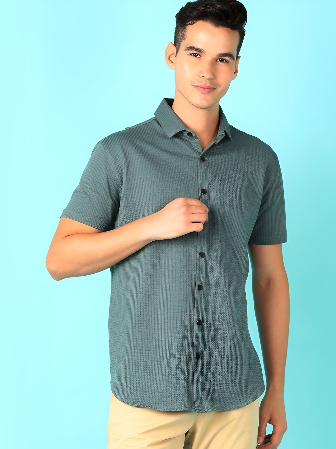 

V-Mart Men Polo Collar T-shirt, Teal
