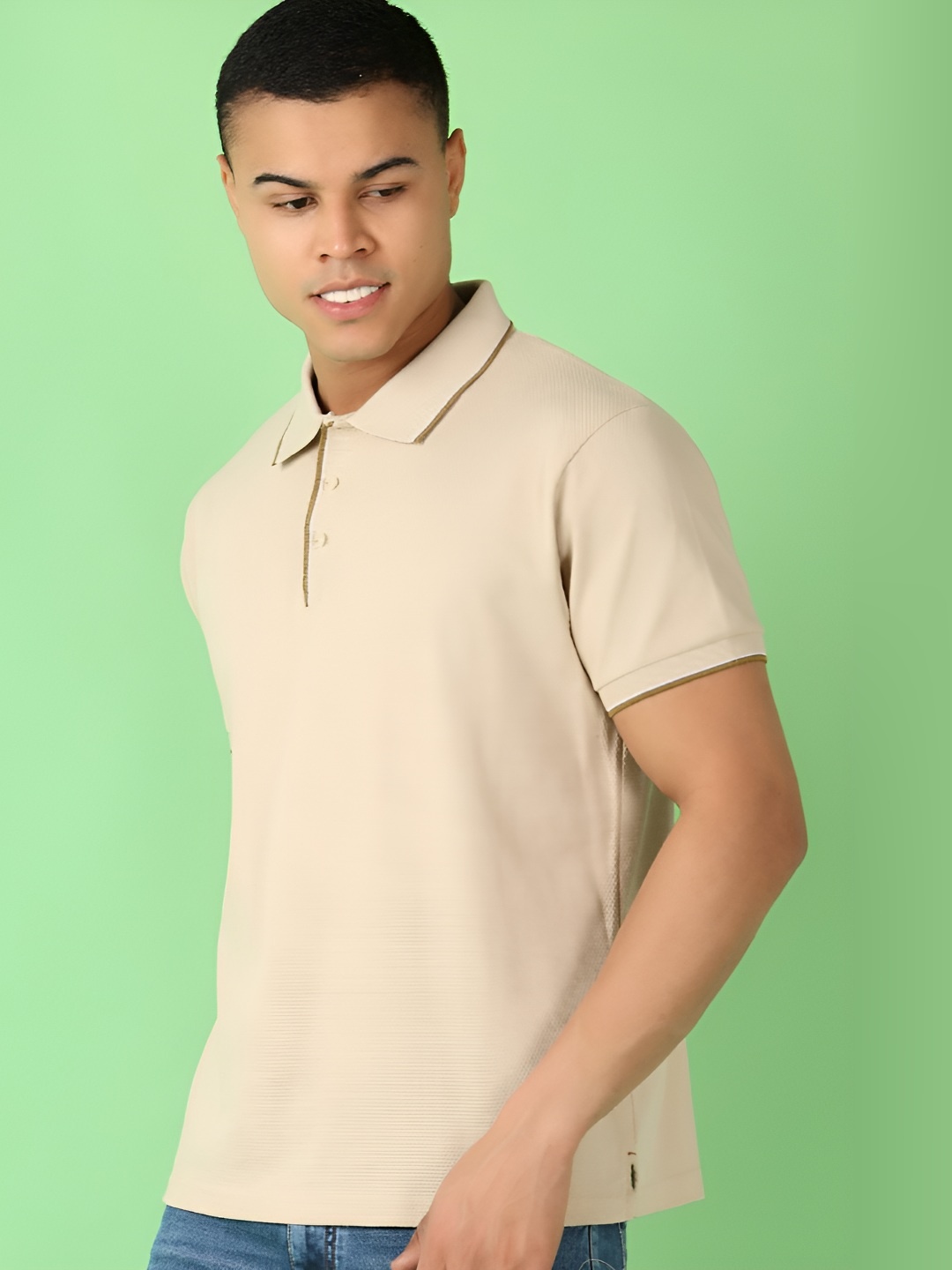 

V-Mart Men Solid Polo Collar T-shirt, Beige