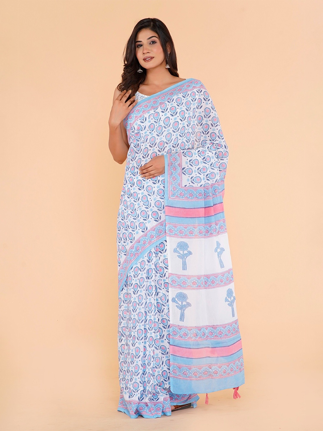 

Shivanya Handicrafts womens Cotton Saree, White