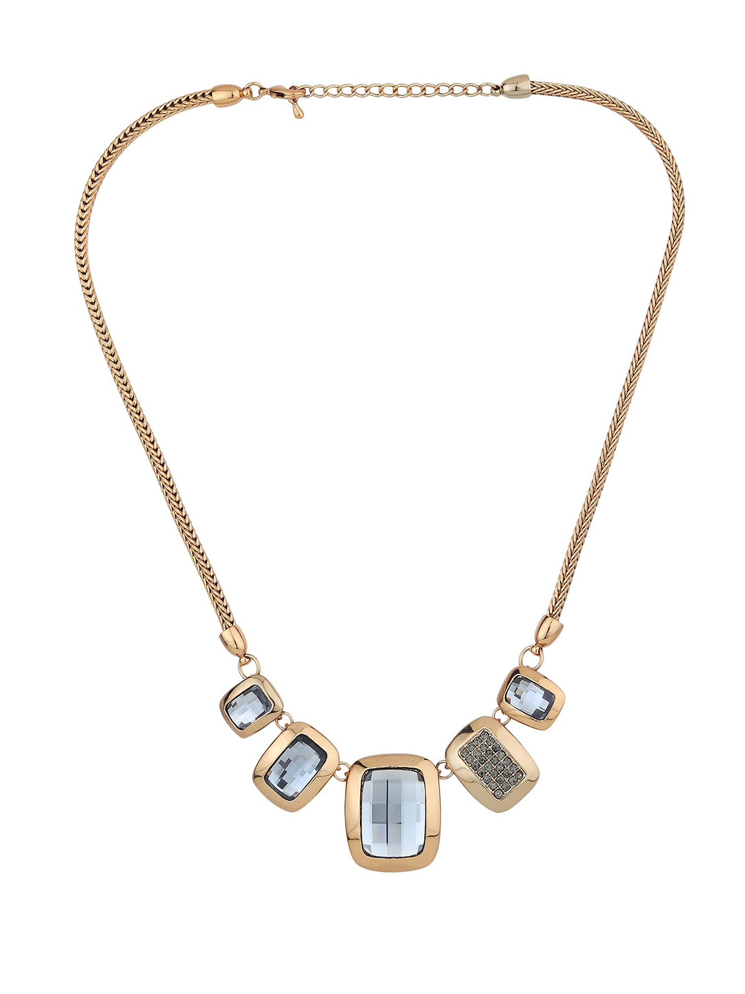 

RHOSYN Gold-Plated Stainless Steel Cubic Zirconia Stone Studded Necklace