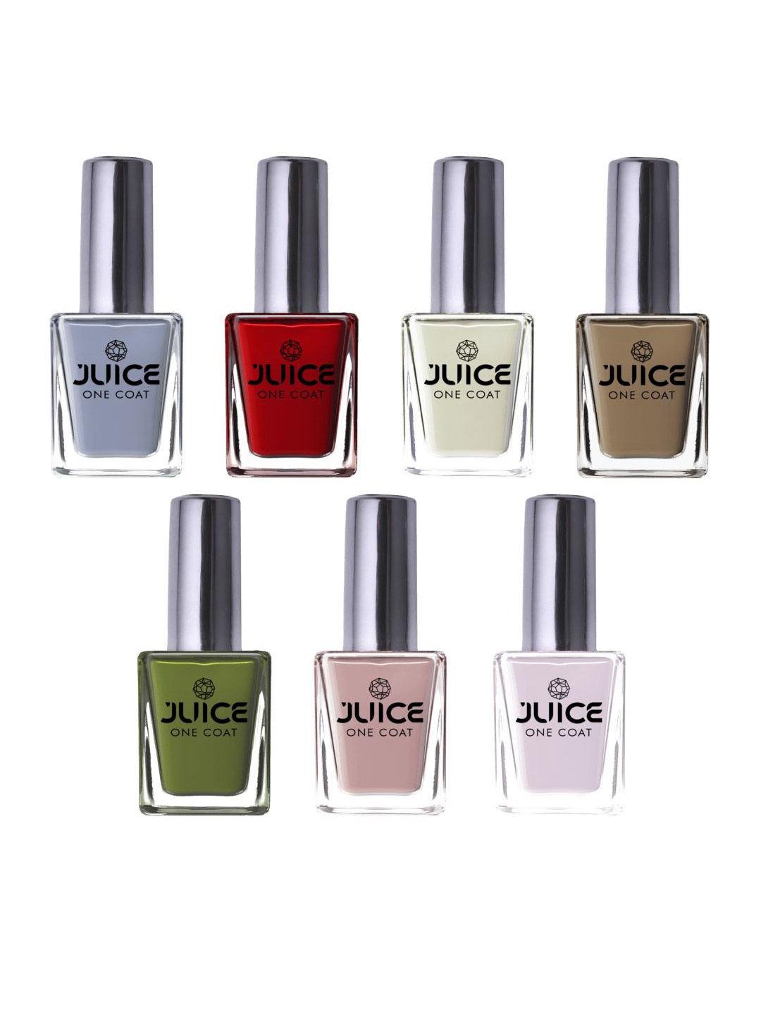 

JUICE One Coat Set Of 7 Nail Paints - 11 ml Each - X01- X02-X03- X36 - X37 - X38 - X39, White