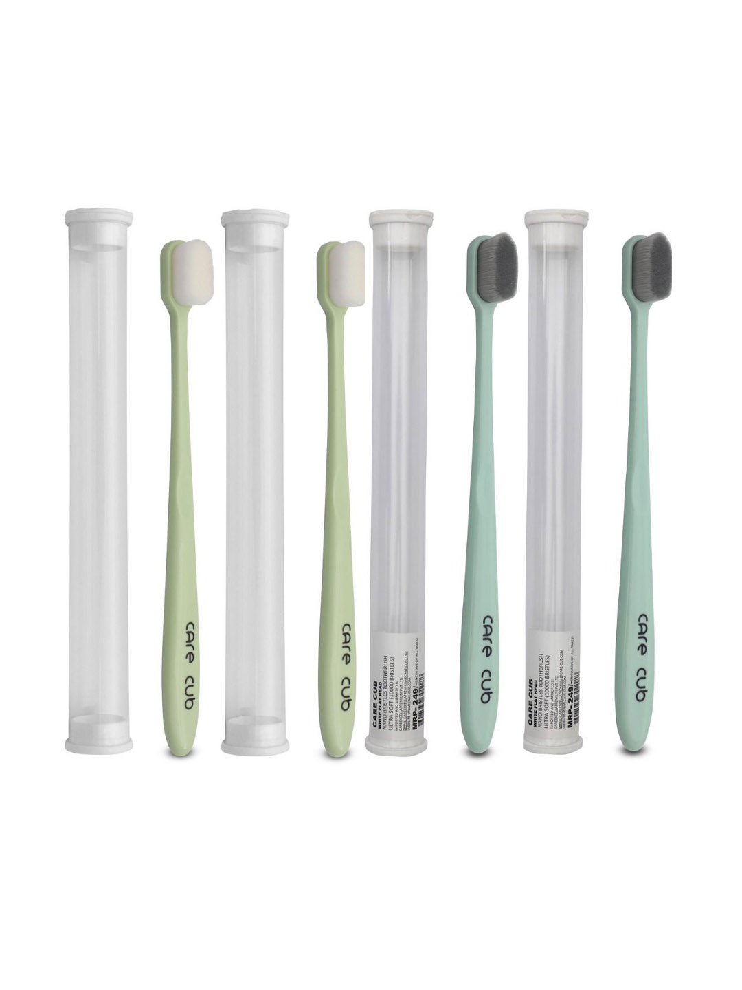 

CARE CUB Set Of 4 Flat Ultra Soft Nano Bristles Toothbrush - Green