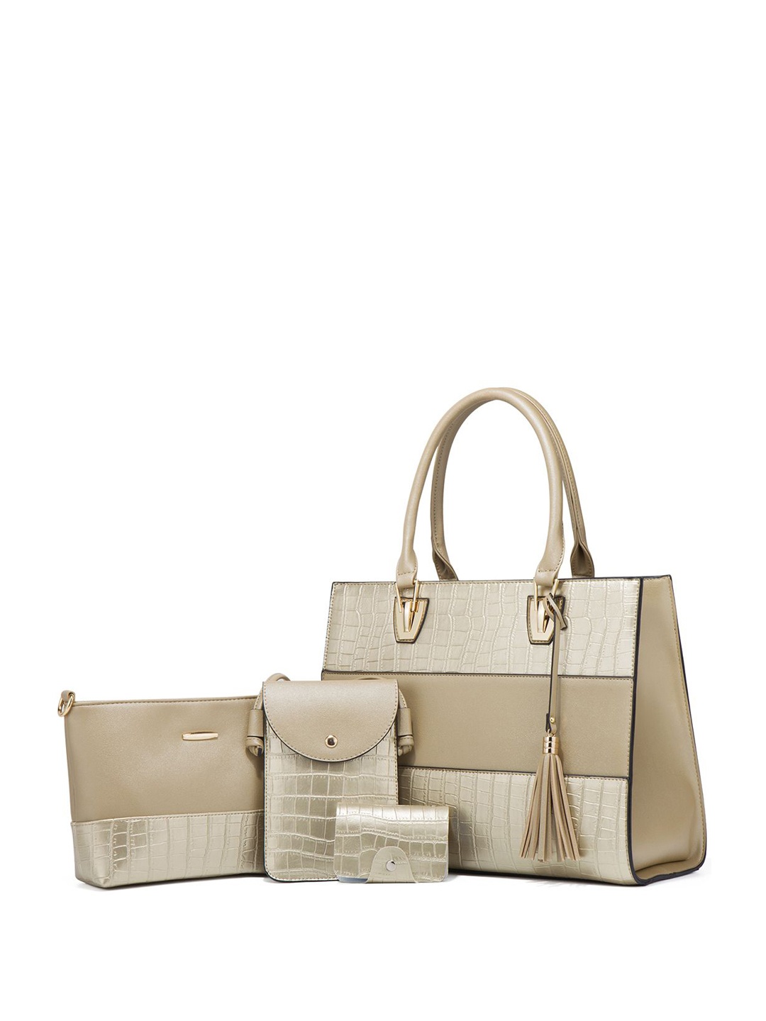 

RAVE PU Oversized Shopper Tote Bag with Tasselled, Gold