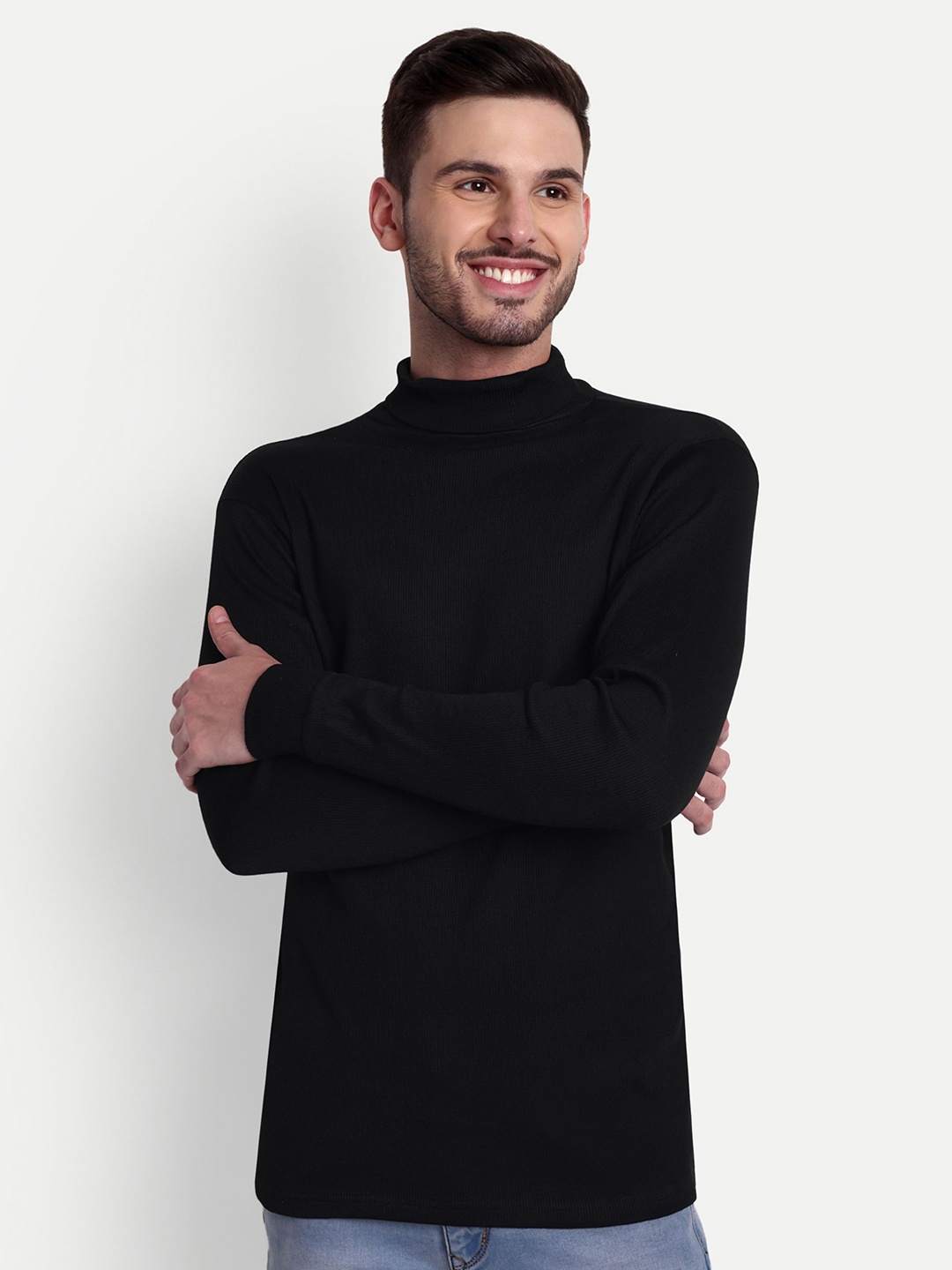 

ZEFFIT Men full sleeve woolen Turtle Neck Sweater, Black