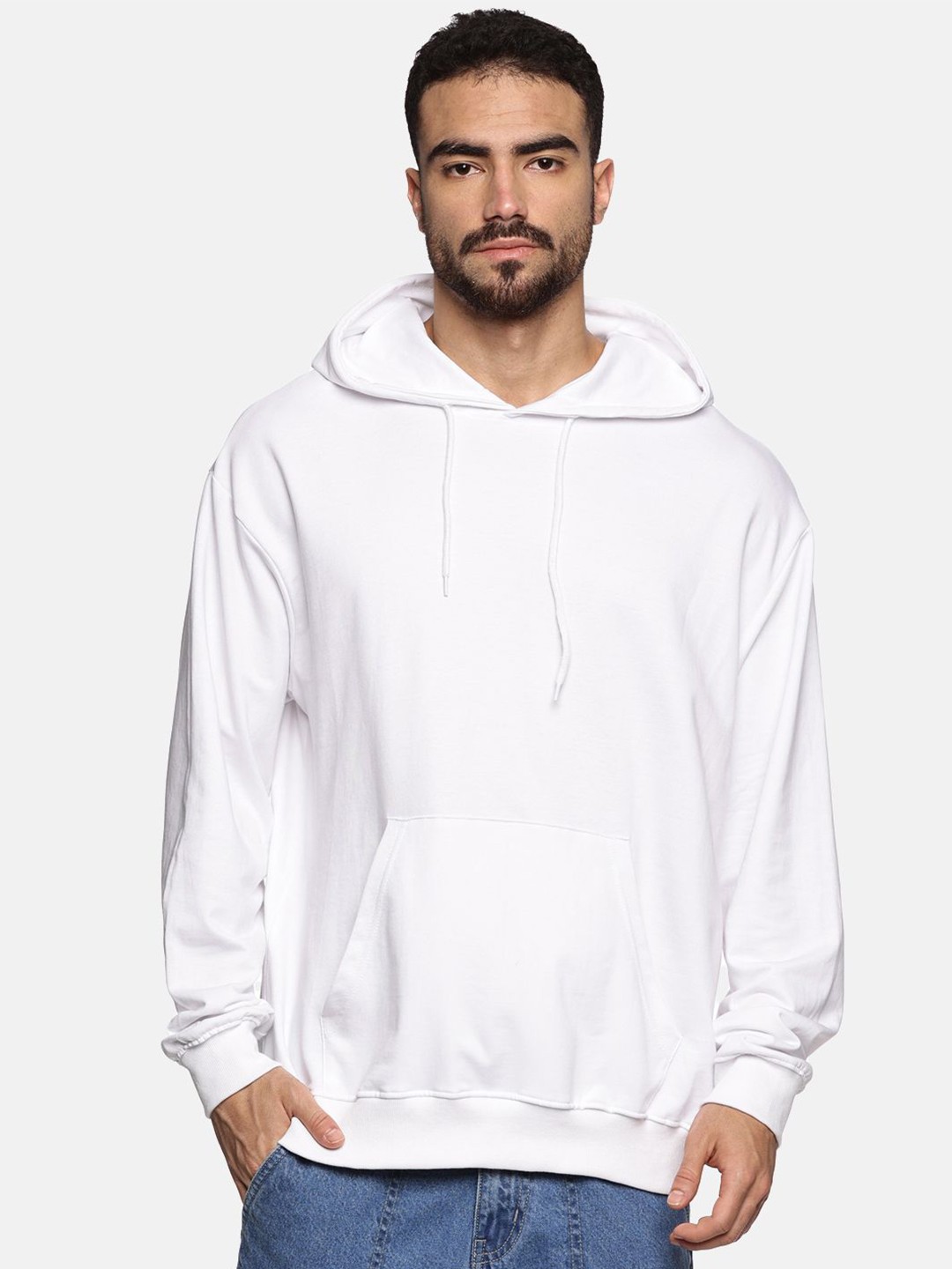 

The Roadster Lifestyle Co Men Cotton Relaxed Fit Hooded Solid Sweatshirts, White