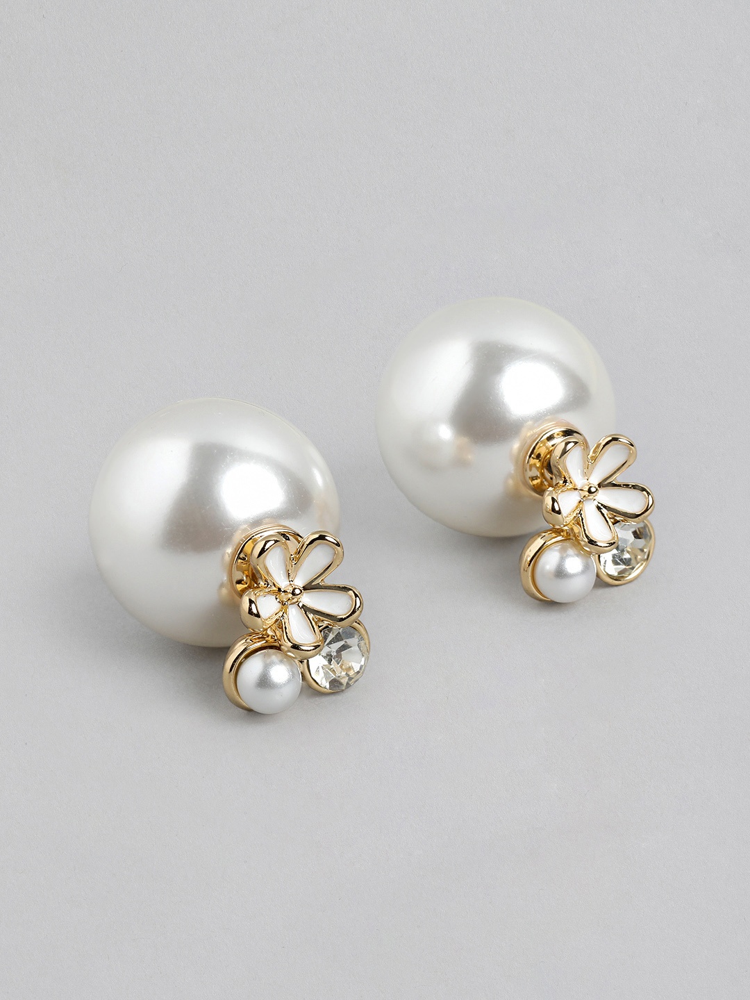 

Forever New Gold-Plated Artificial Stones & Beads Floral Studs