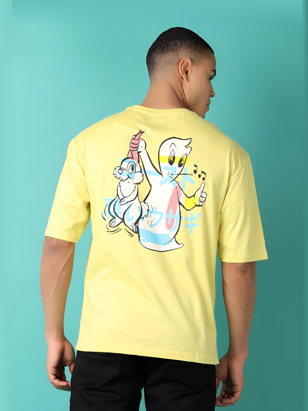 

V-Mart Men Graphic Printed Round Neck Cotton T-shirt, Yellow