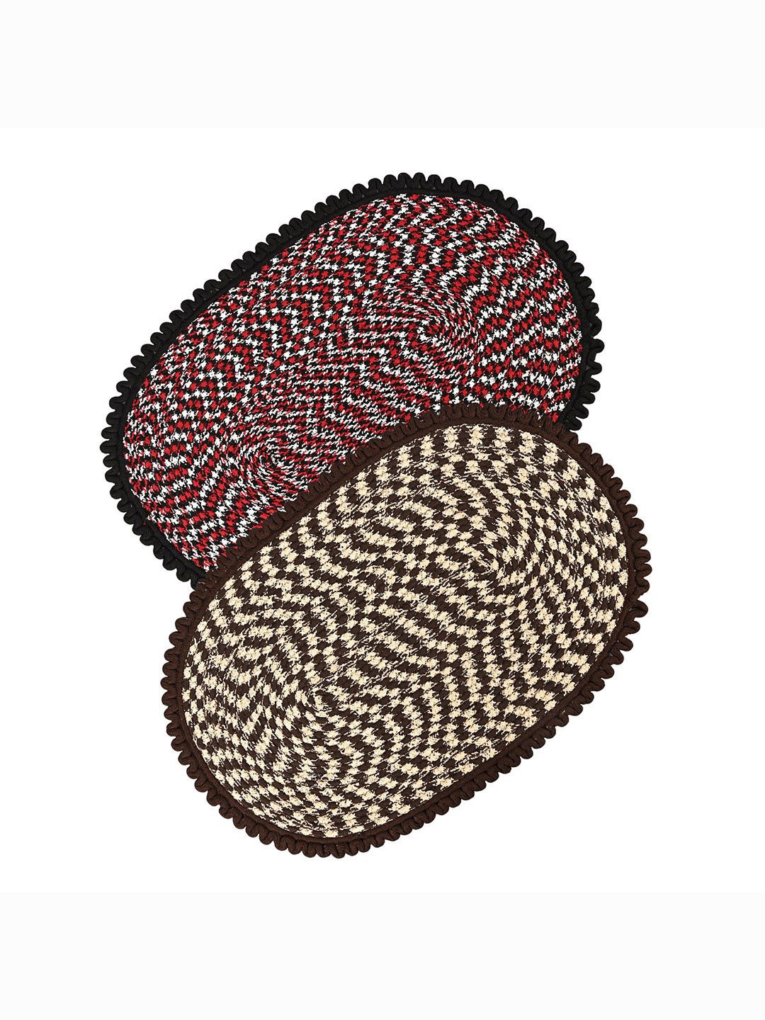 

Kuber Industries Cream-Colored & Red 2 Pieces Printed Cotton Doormats