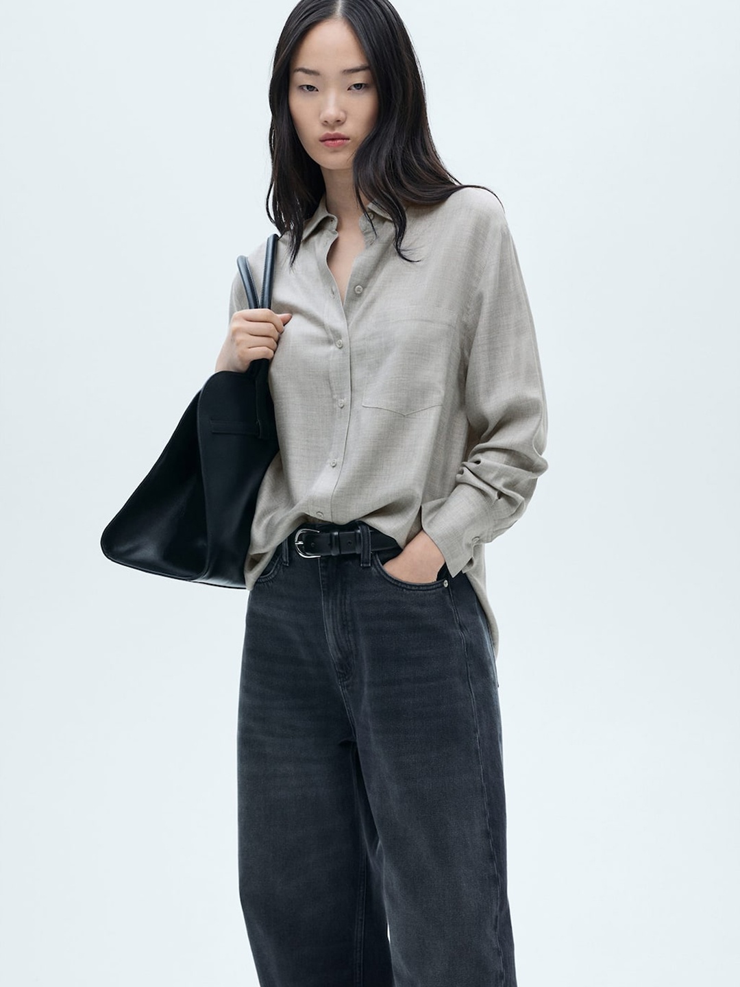 

MANGO Women Opaque Casual Shirt, Grey