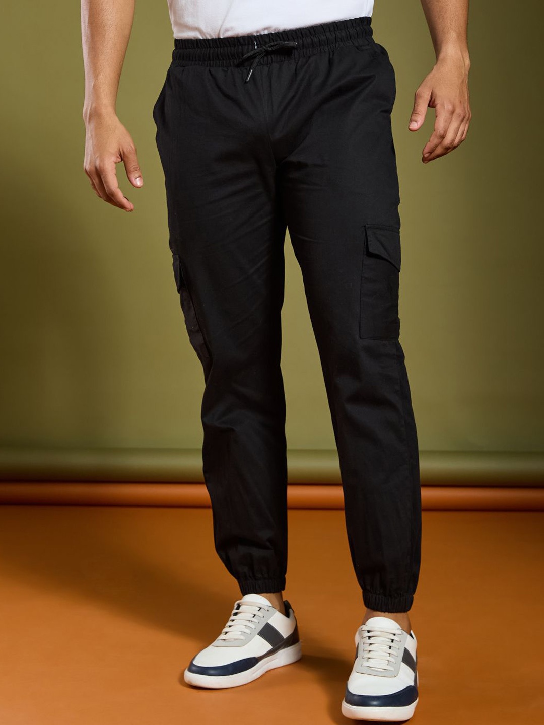 

AAHWAN Men Loose Fit High-Rise Cargos Joggers, Black
