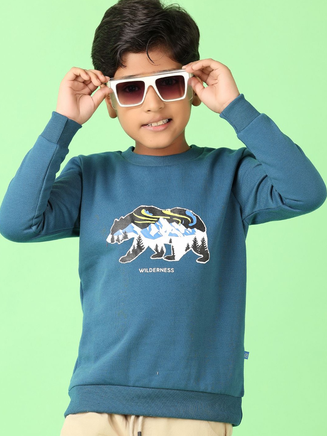 

V-Mart Boys Printed Round Neck Pullover Sweatshirt, Teal