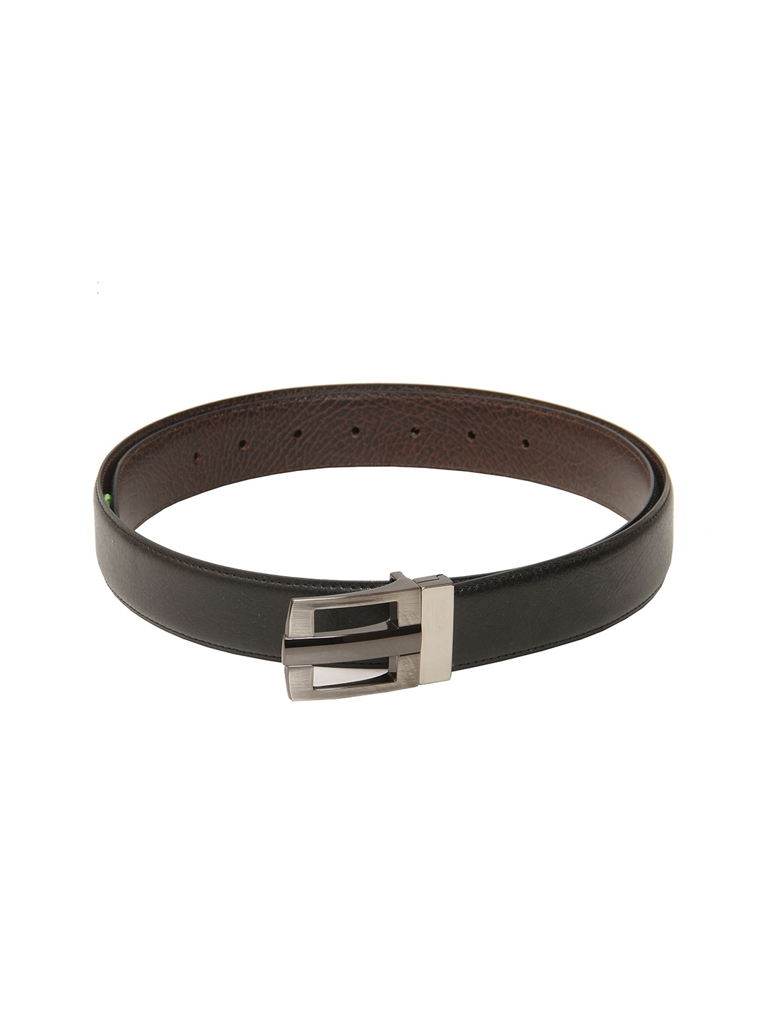 

Cazzano Men Leather Reversible Belt With Buckle Closure, Black