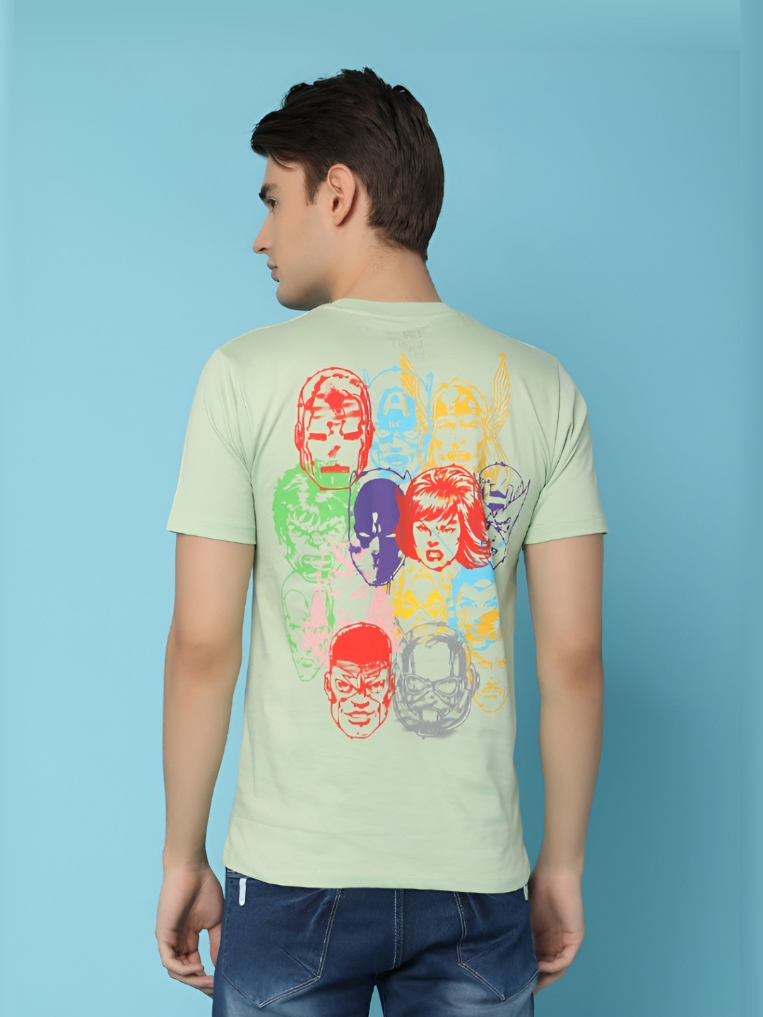 

V-Mart Men Avengers Graphic Printed Round Neck Cotton T-shirt, Green