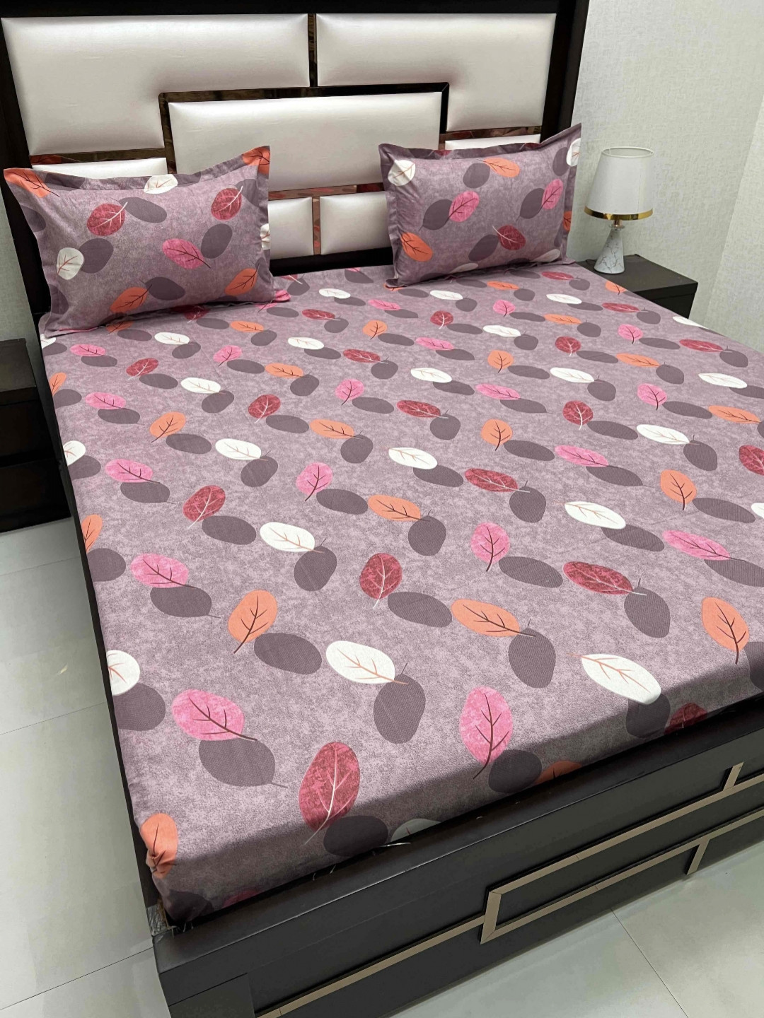 

Pure Decor Passion Purple Printed Pure Cotton 330 TC Queen Bedsheet Set 2.29 m x 2.52 m