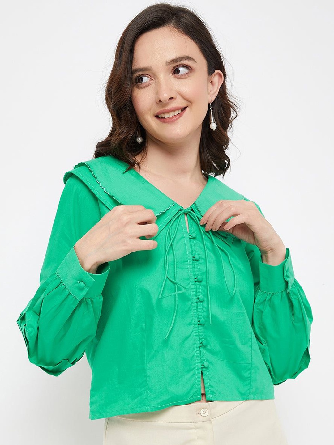 

Madame Women Floral Opaque Casual Shirt, Green