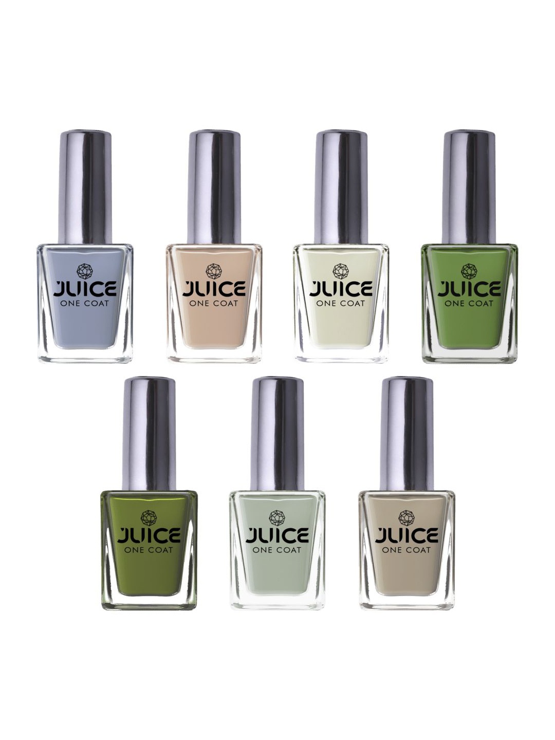 

JUICE Set Of 7 One Coat Nail Paints - 11 ml Each - X01- X02-X03- X20 - X21 - X22 - X23, White