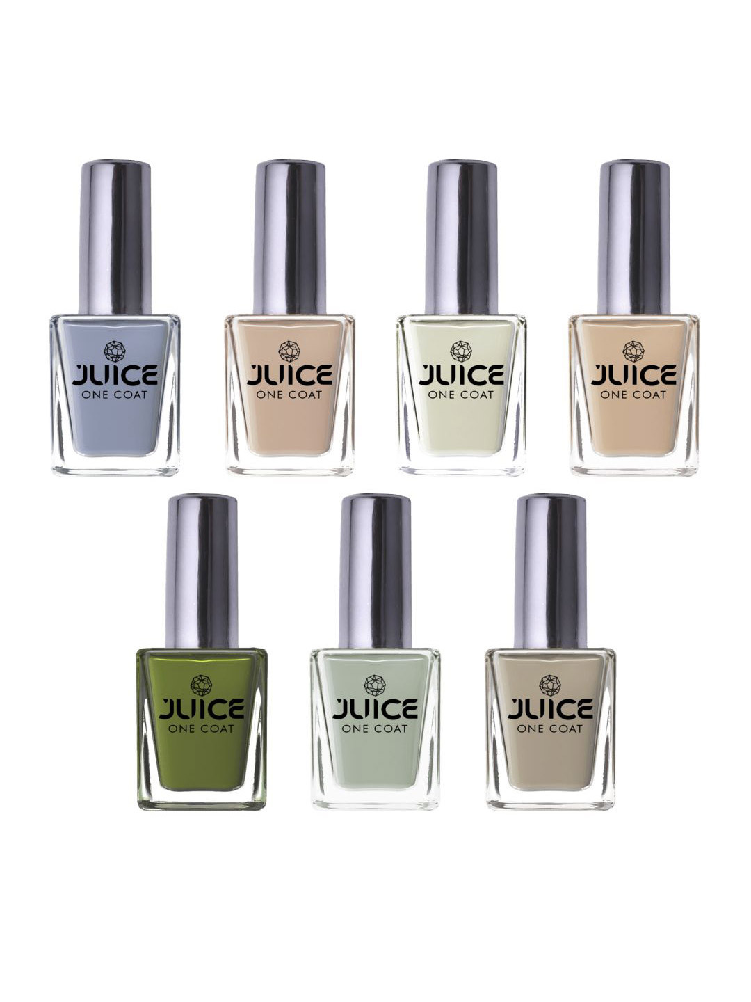 

JUICE Set Of 7 Long Lasting Waterproof Chip Resistant One Coat Nail Polish - 11ml Each, Multi