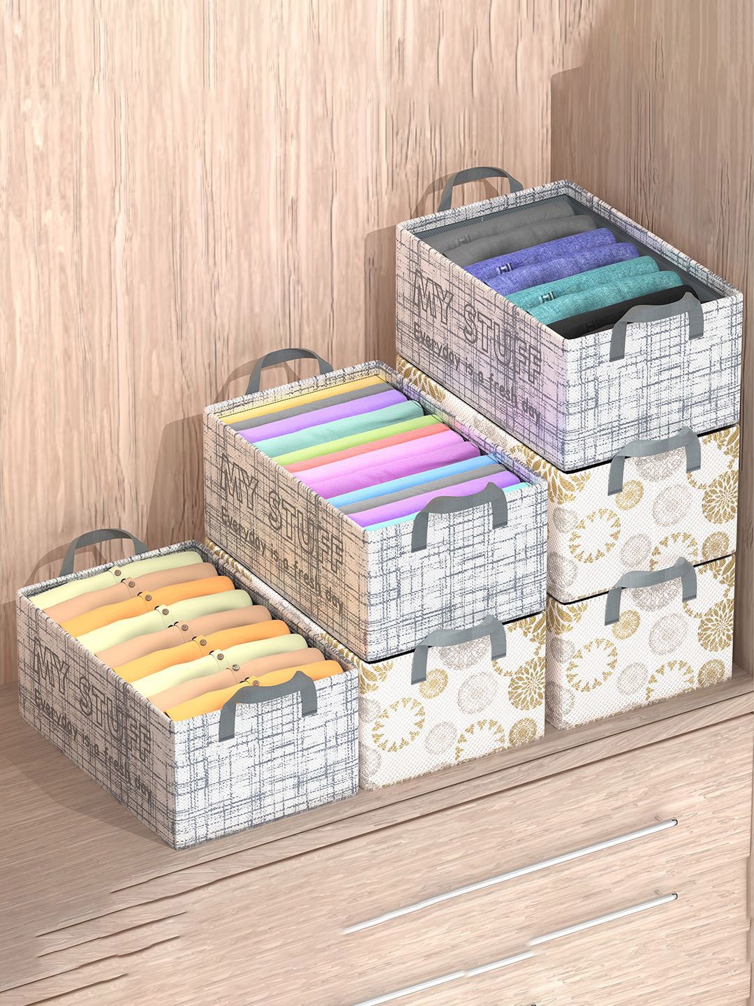 

Kuber Industries Grey & White 6 Pieces Drawer Organisers