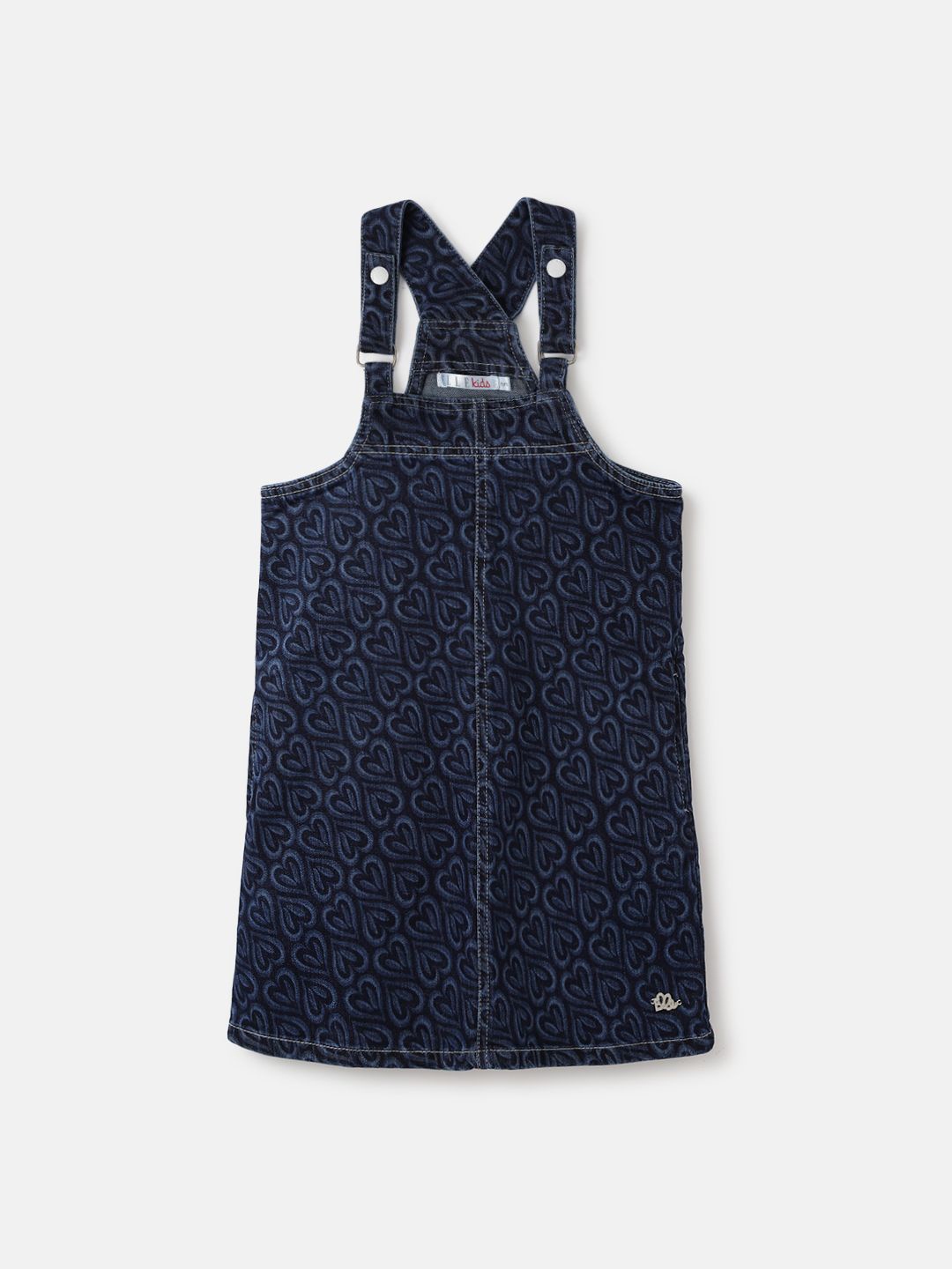 

ELLE Girls Cotton Printed Pinafore Dress, Blue