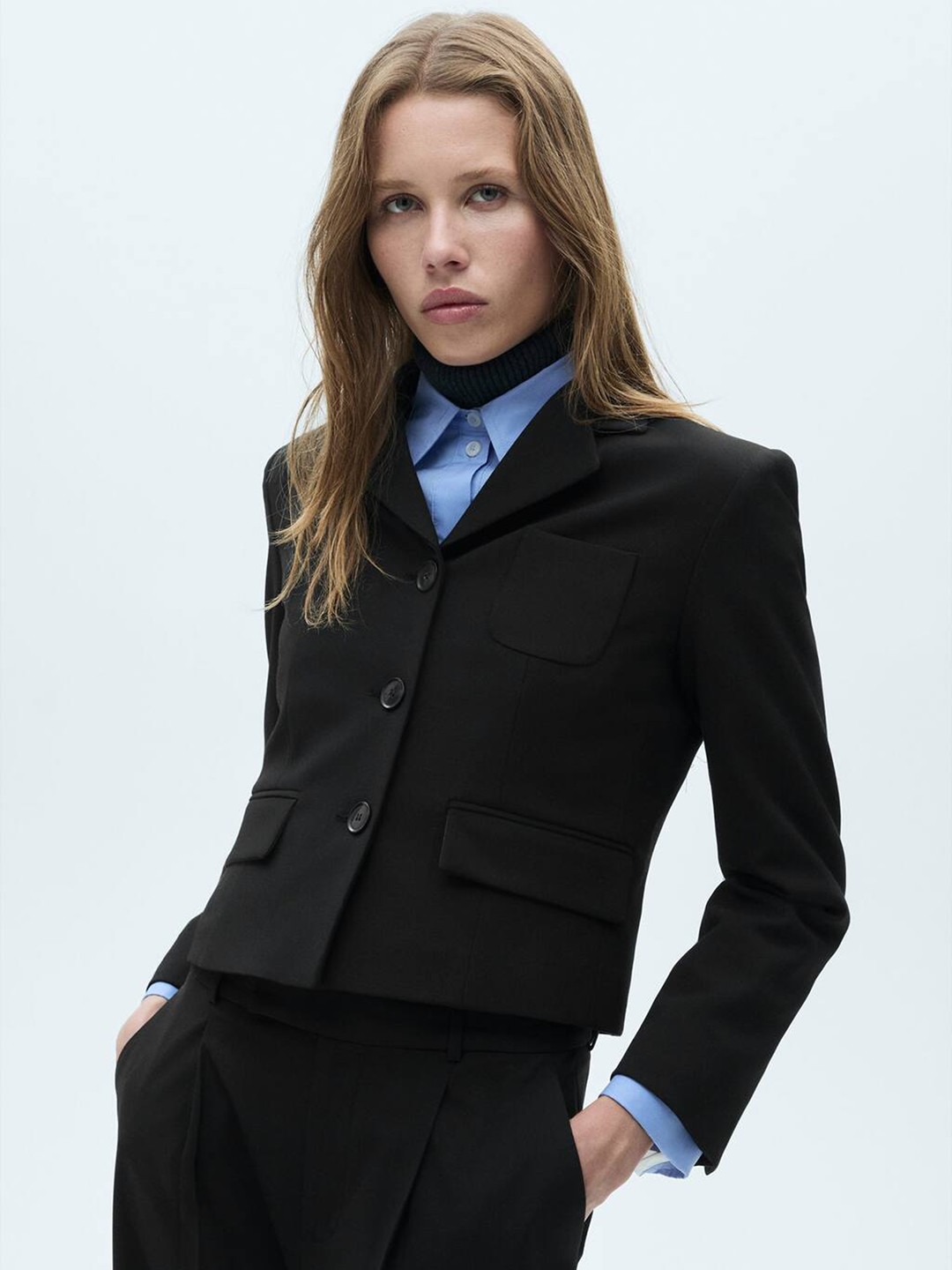 

MANGO Single-Breasted Formal Blazer, Black