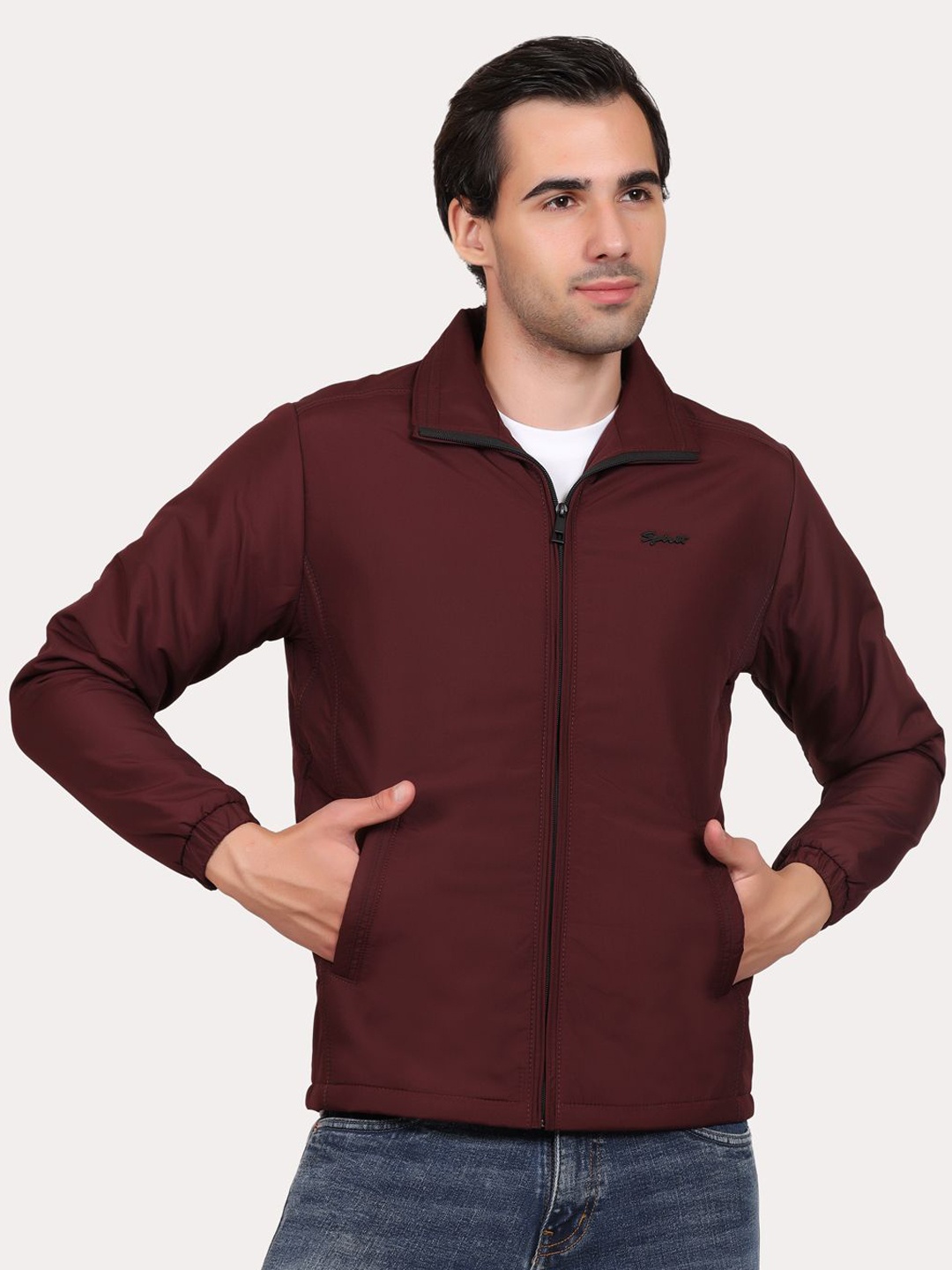 

Spirit Men Spread Collar Solid Casual Tailored Jacket, Burgundy