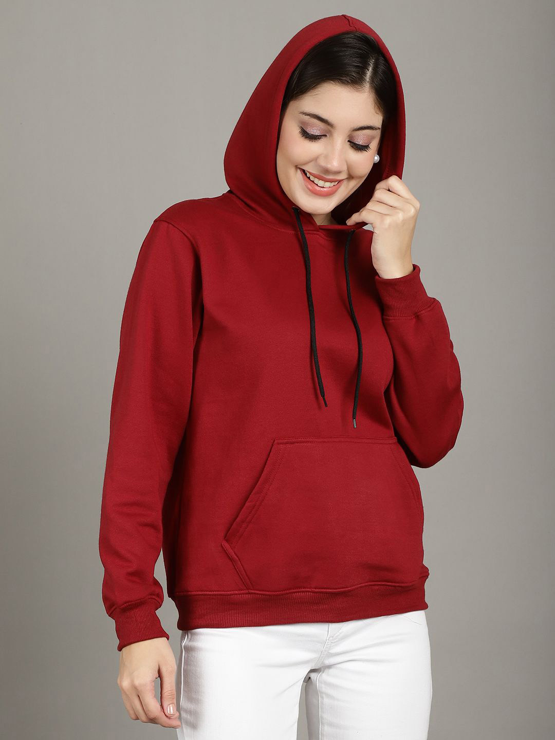 

GRACIT Women Hooded Sweatshirt, Maroon