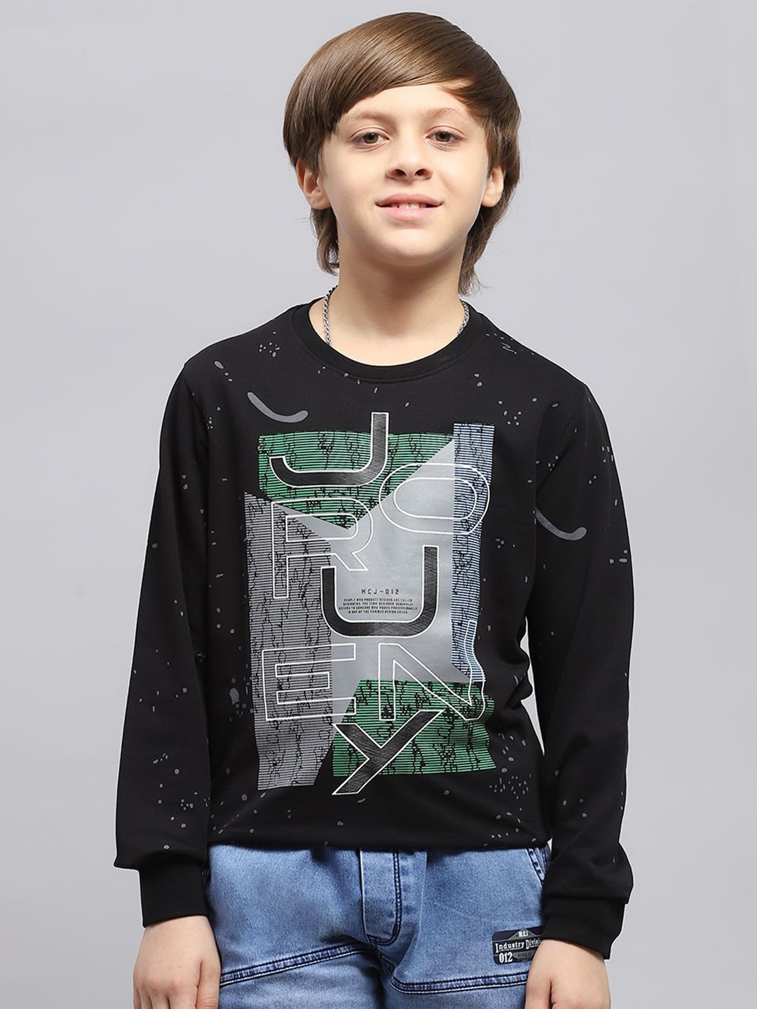 

Monte Carlo Boys Printed Cotton Pullover Sweatshirt, Black