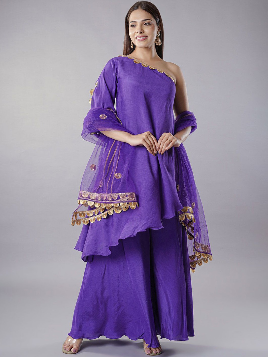 

Utsav Fashion Pakistani Style Gotta Patti Kurta with Sharara & Dupatta, Purple
