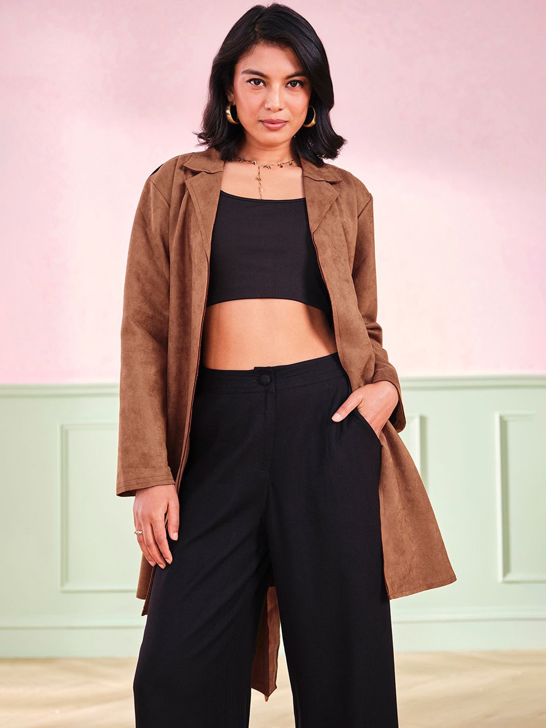 

AND Women Longline Tailored Jacket, Camel brown