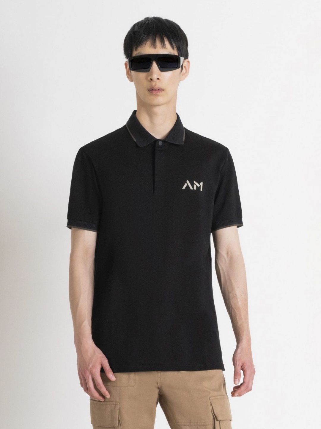 

Antony Morato Men Polo Collar T-shirt, Black