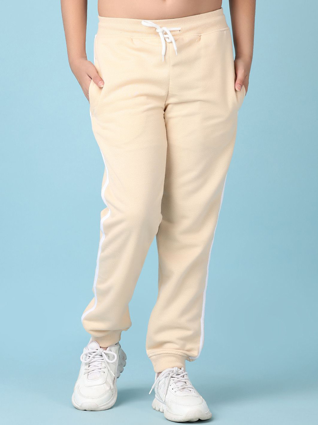 

V-Mart Girls Solid Casual Cotton Joggers Track Pants, Beige