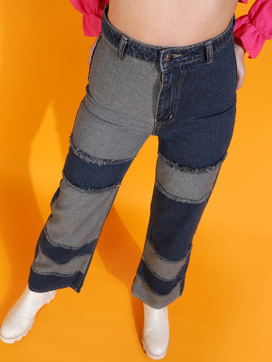 

SHECZZAR Women Slim Fit Highly Distressed Light Fade Cotton Jeans, Blue