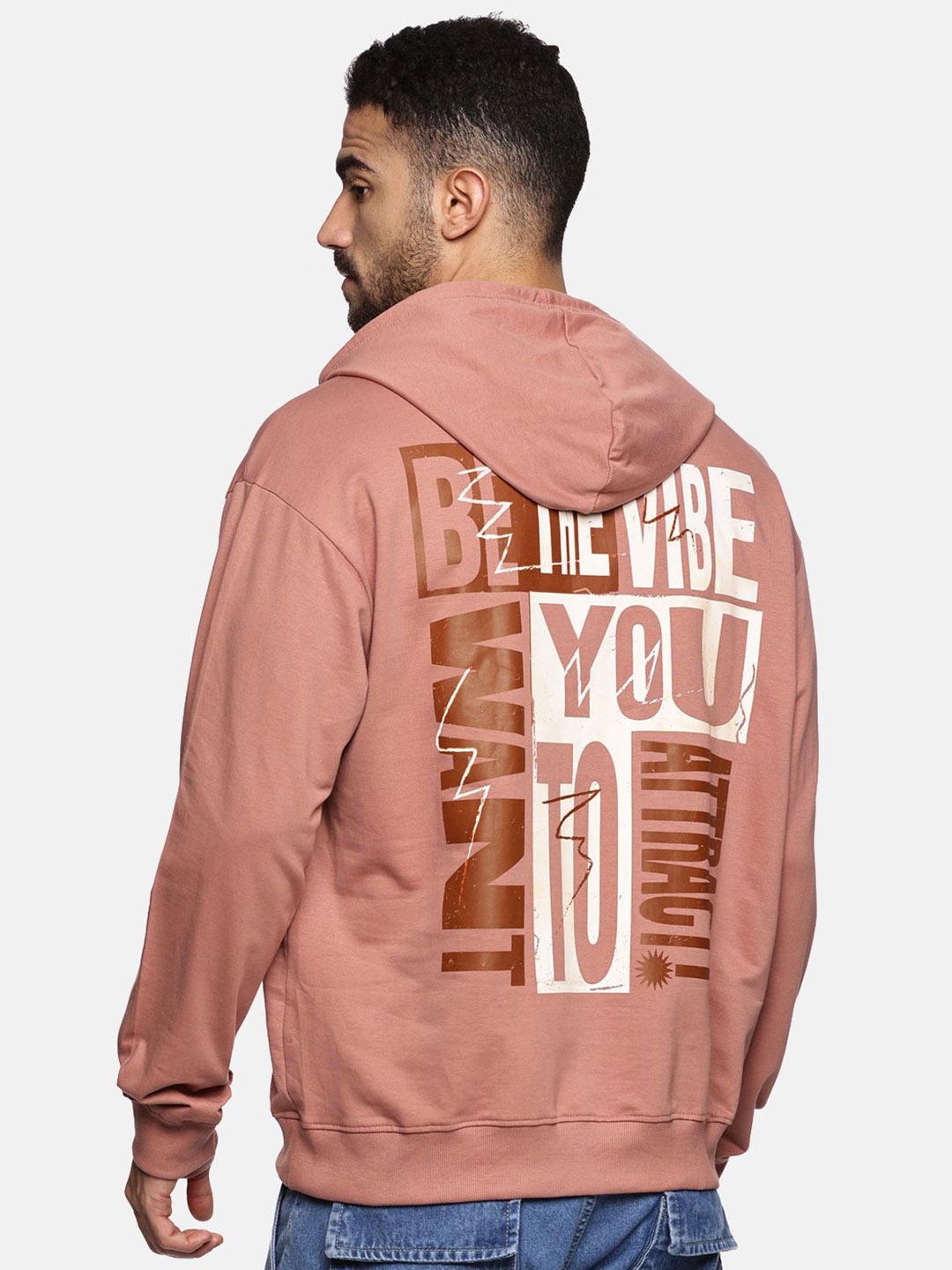 

The Roadster Lifestyle Co Men Printed Relaxed Fit Hoodie, Rose