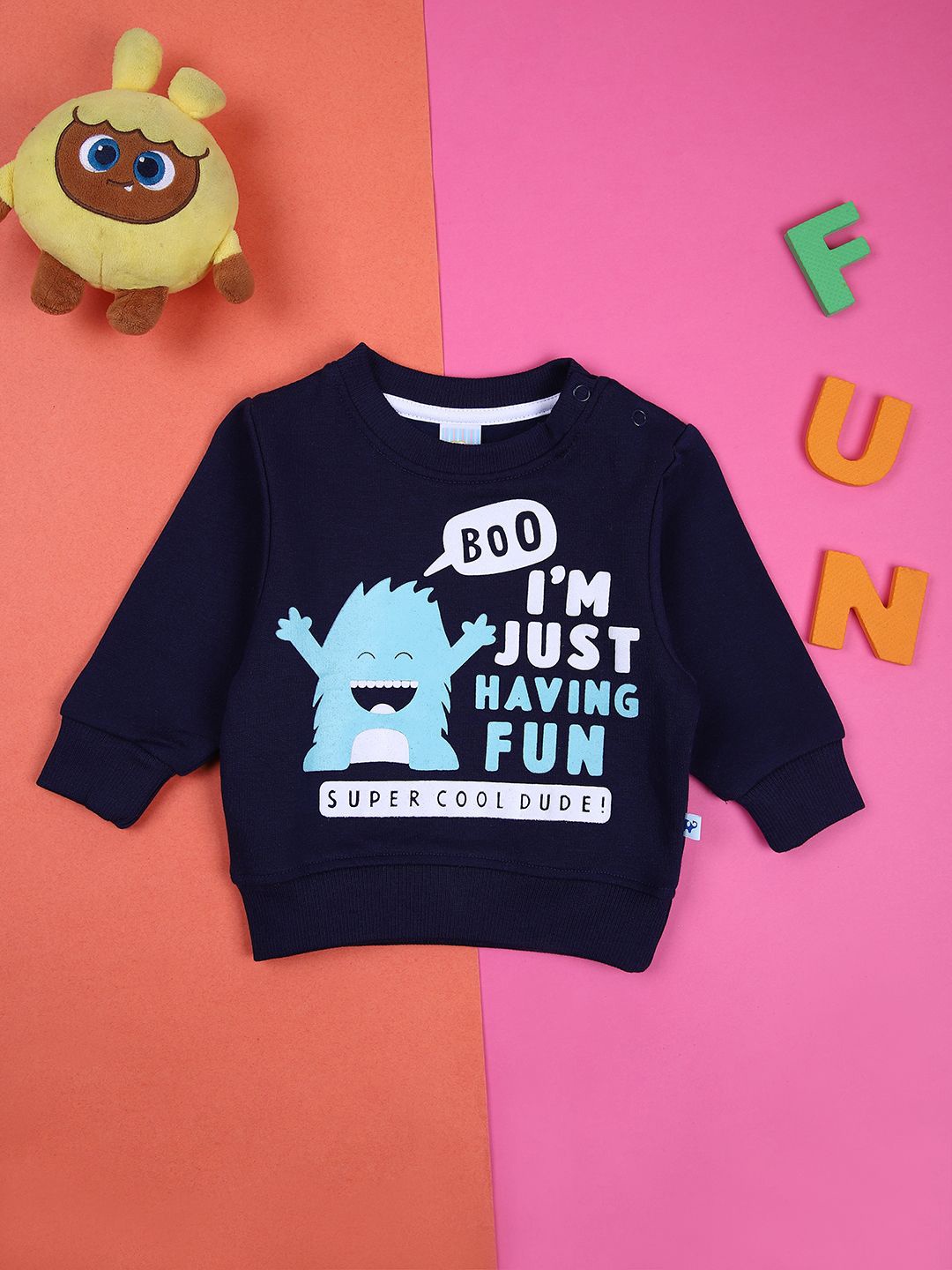 

V-Mart Unisex Kids Navy Blue Round Neck Full Sleeves Printed Sweatshirt