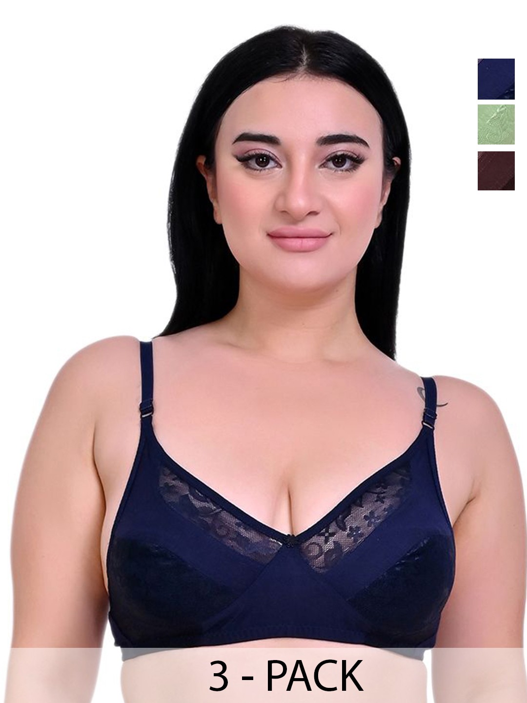 

Piylu Women Pack of 3 Medium Coverage Lightly Padded And Non-Wired Bra, Brown