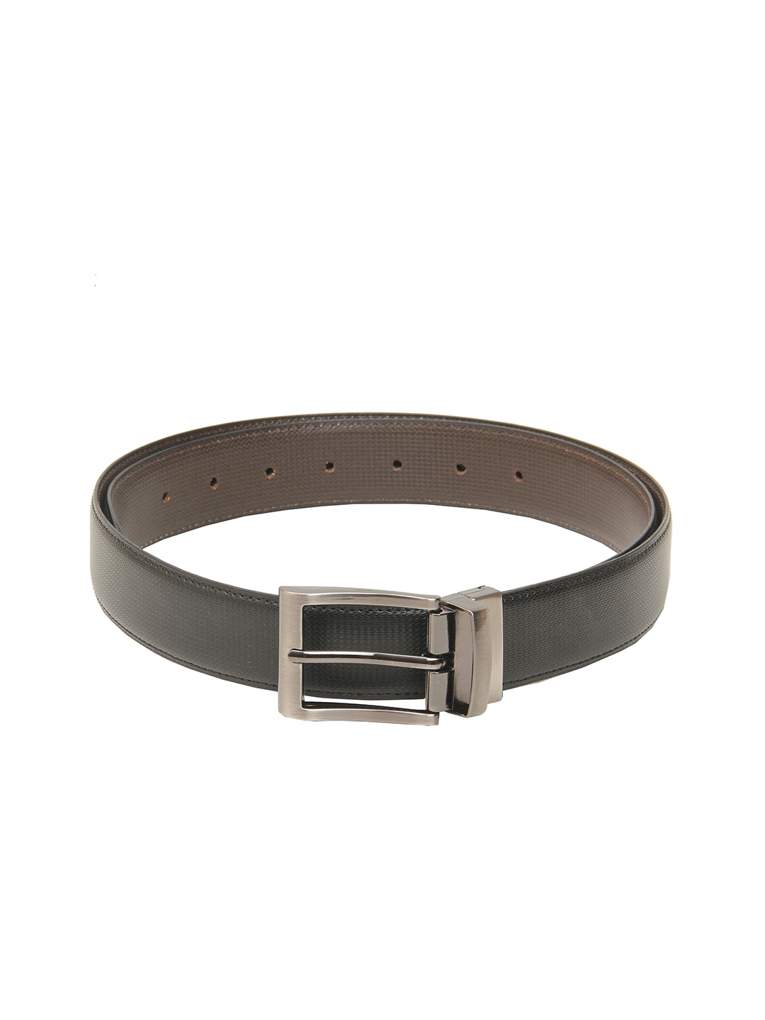 

Cazzano Men Leather Reversible Belt With Buckle Closure, Black