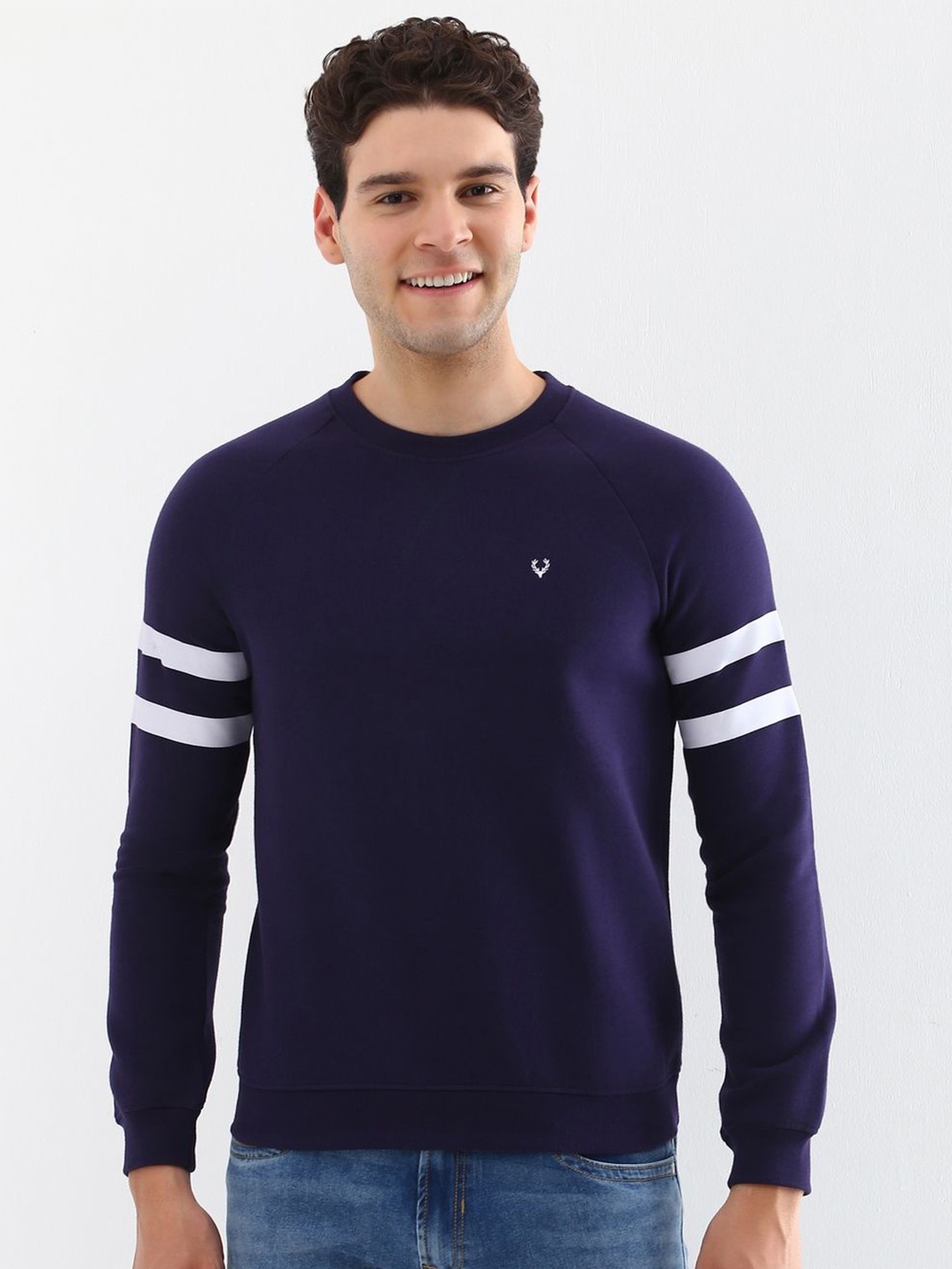 

Allen Solly Men Navy Blue Round Neck Long Sleeves Cotton Sweatshirt