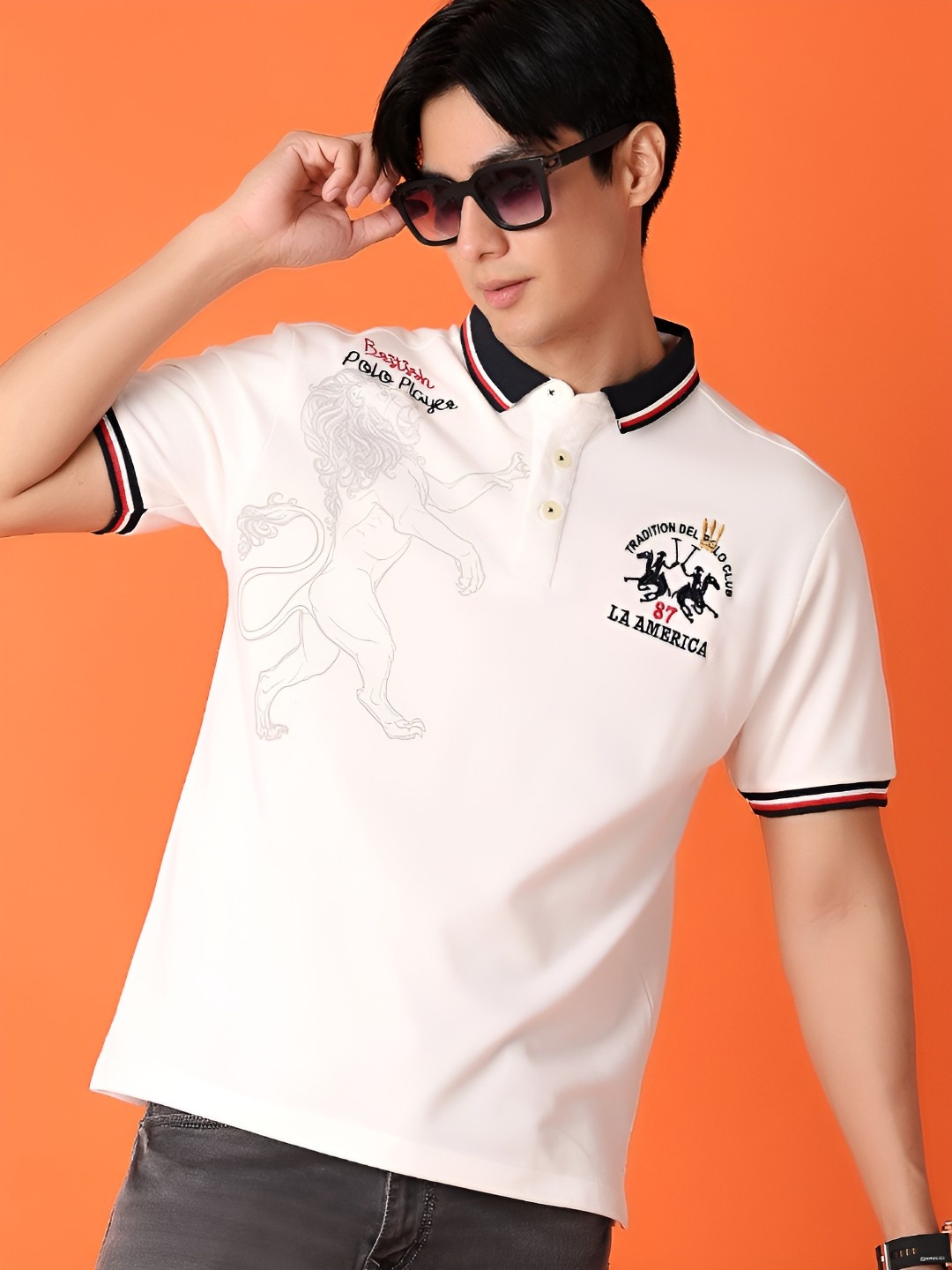 

V-Mart Men Typography Printed Polo Collar Cotton T-shirt, White