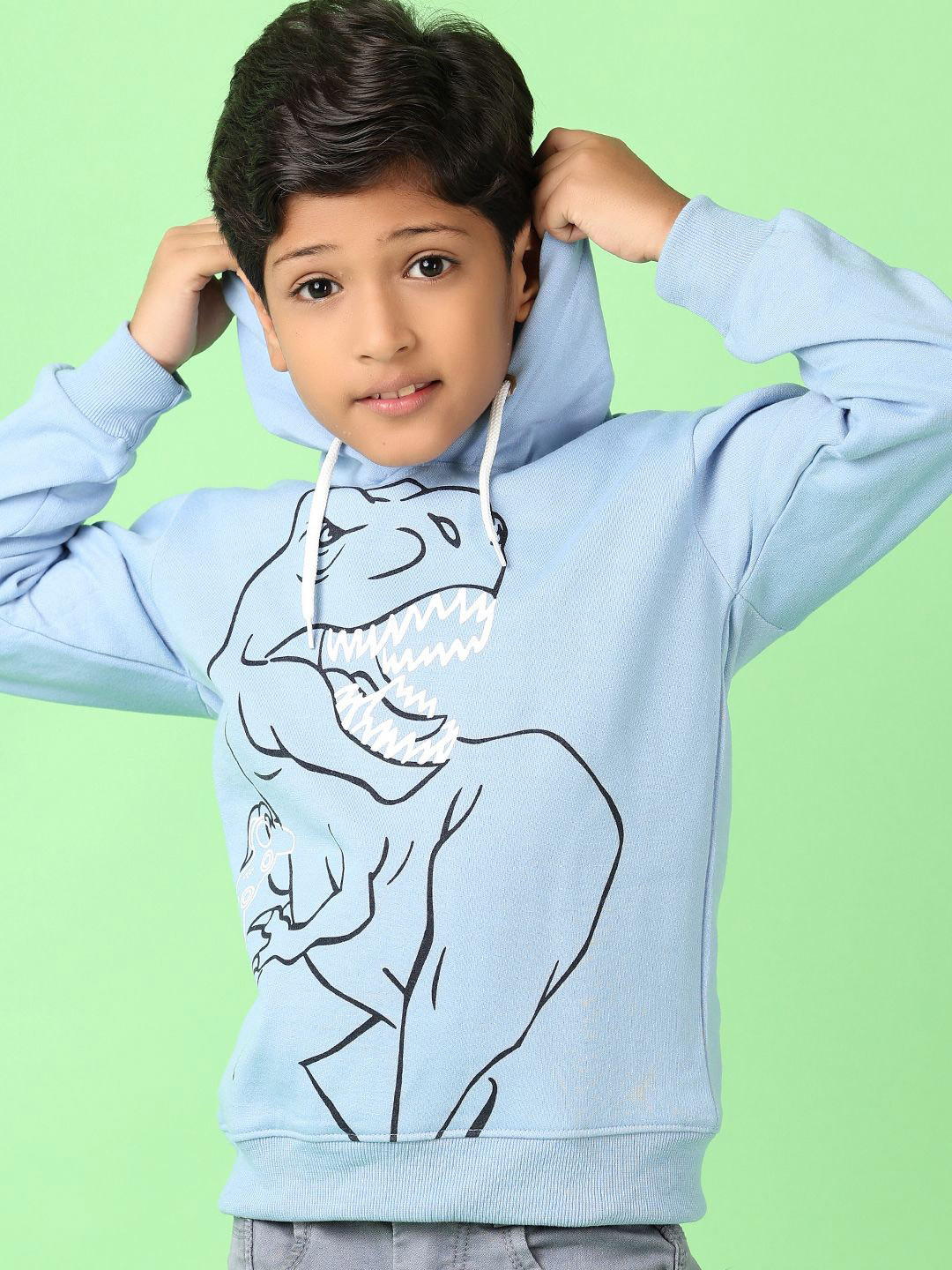 

V-Mart Boys Printed Hooded Pullover Sweatshirt, Blue