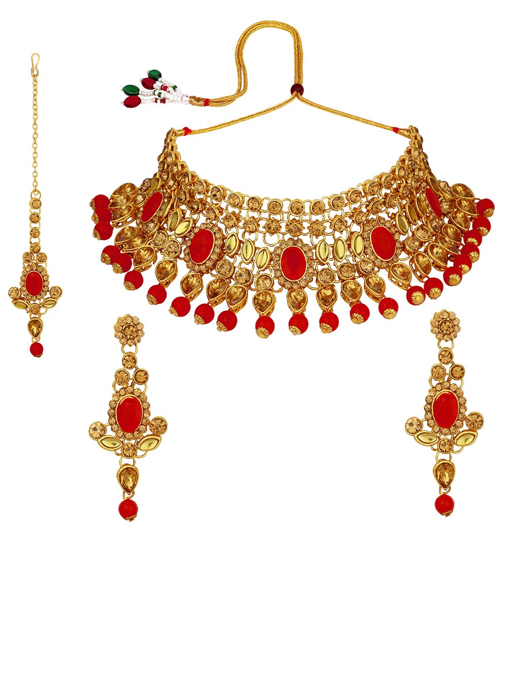 

Stefan Gold-Plated Stone Studded & Beaded Jewellery Set