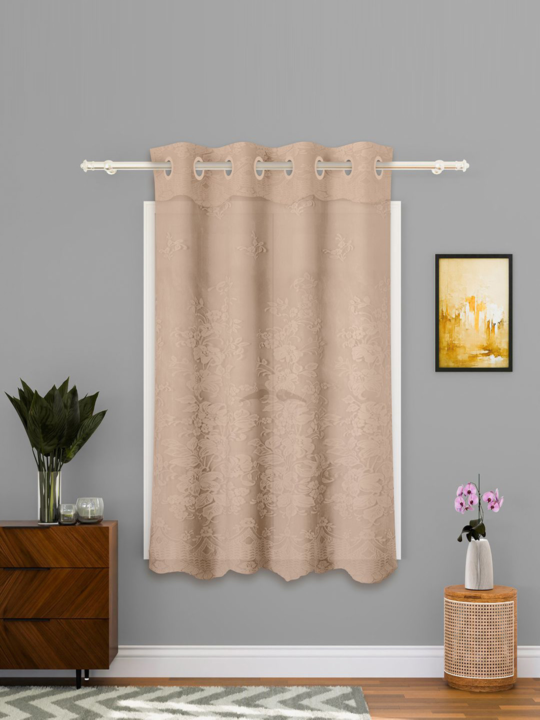 

Kuber Industries Gold-Toned Self Design Cotton Window Curtain