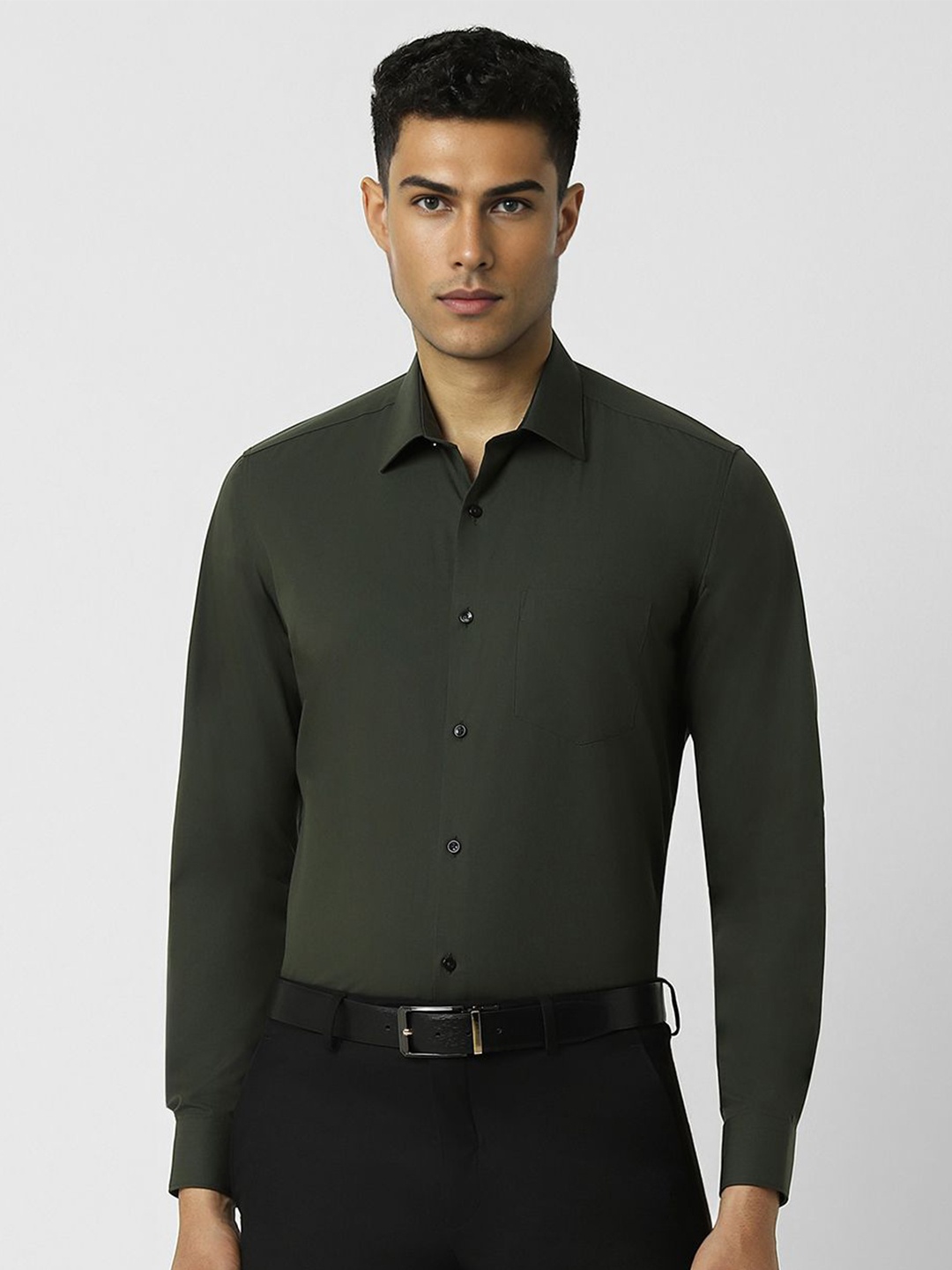 

Van Heusen Men Opaque Formal Shirt, Olive